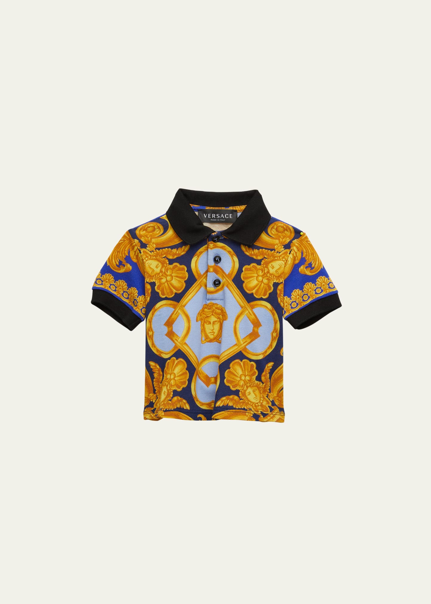 Boy's Barocco-Print Polo Shirt, Size 12M-3