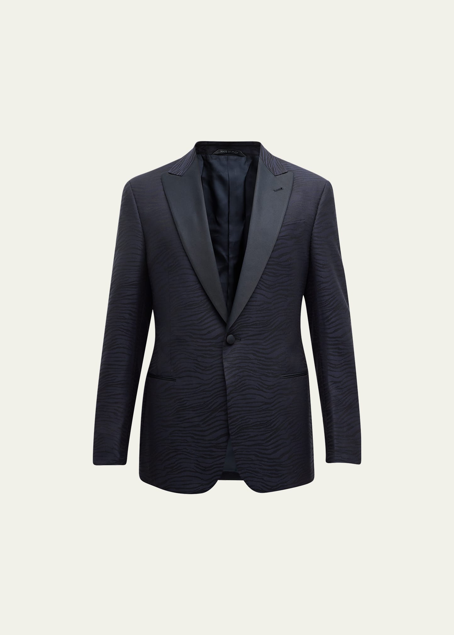 Giorgio Armani Men's Patterned Wool-blend Dinner Jacket In Solid Dark Blue