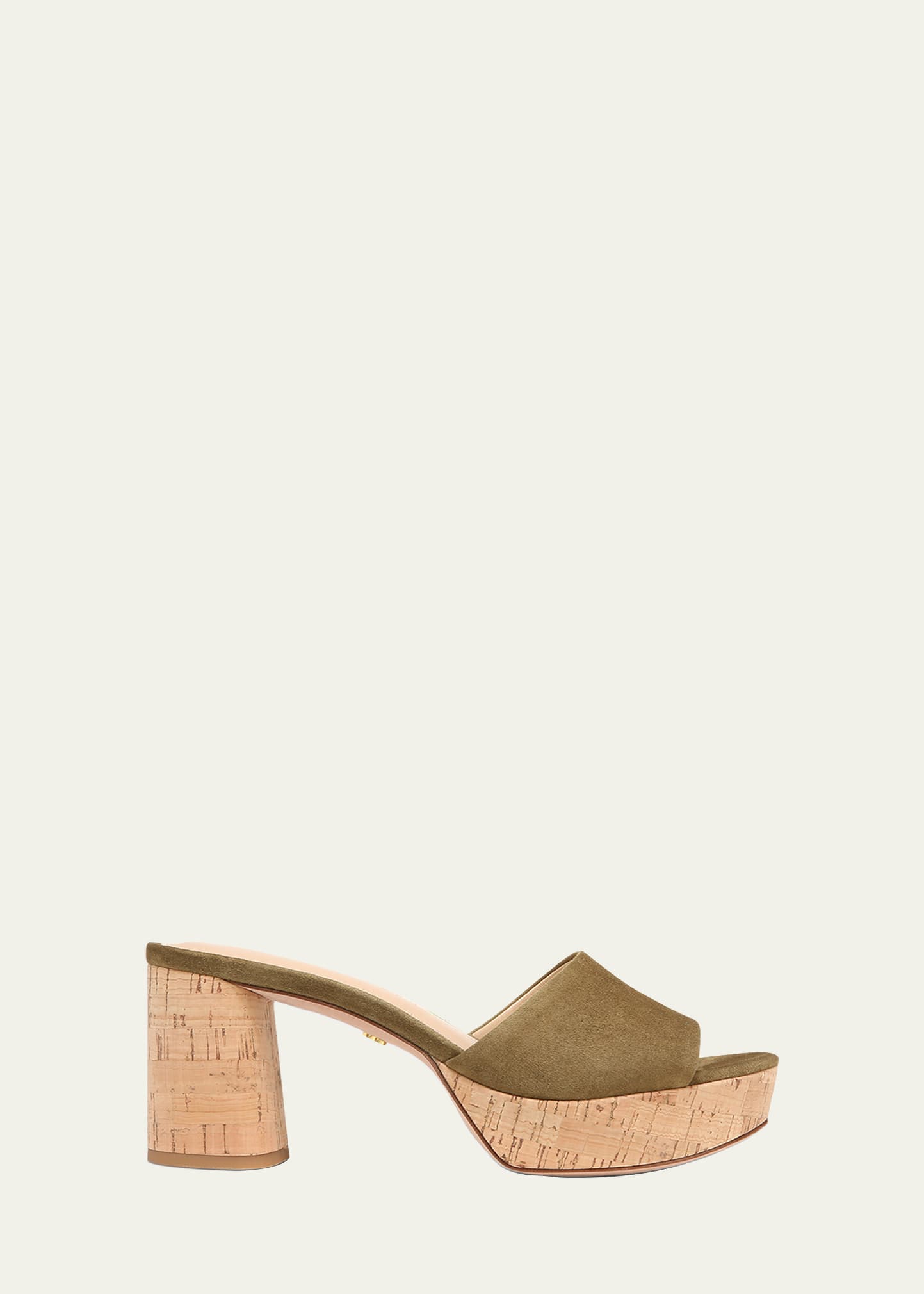 Veronica Beard Daliplatlow Suede Mule Sandals In Khaki Green Suede