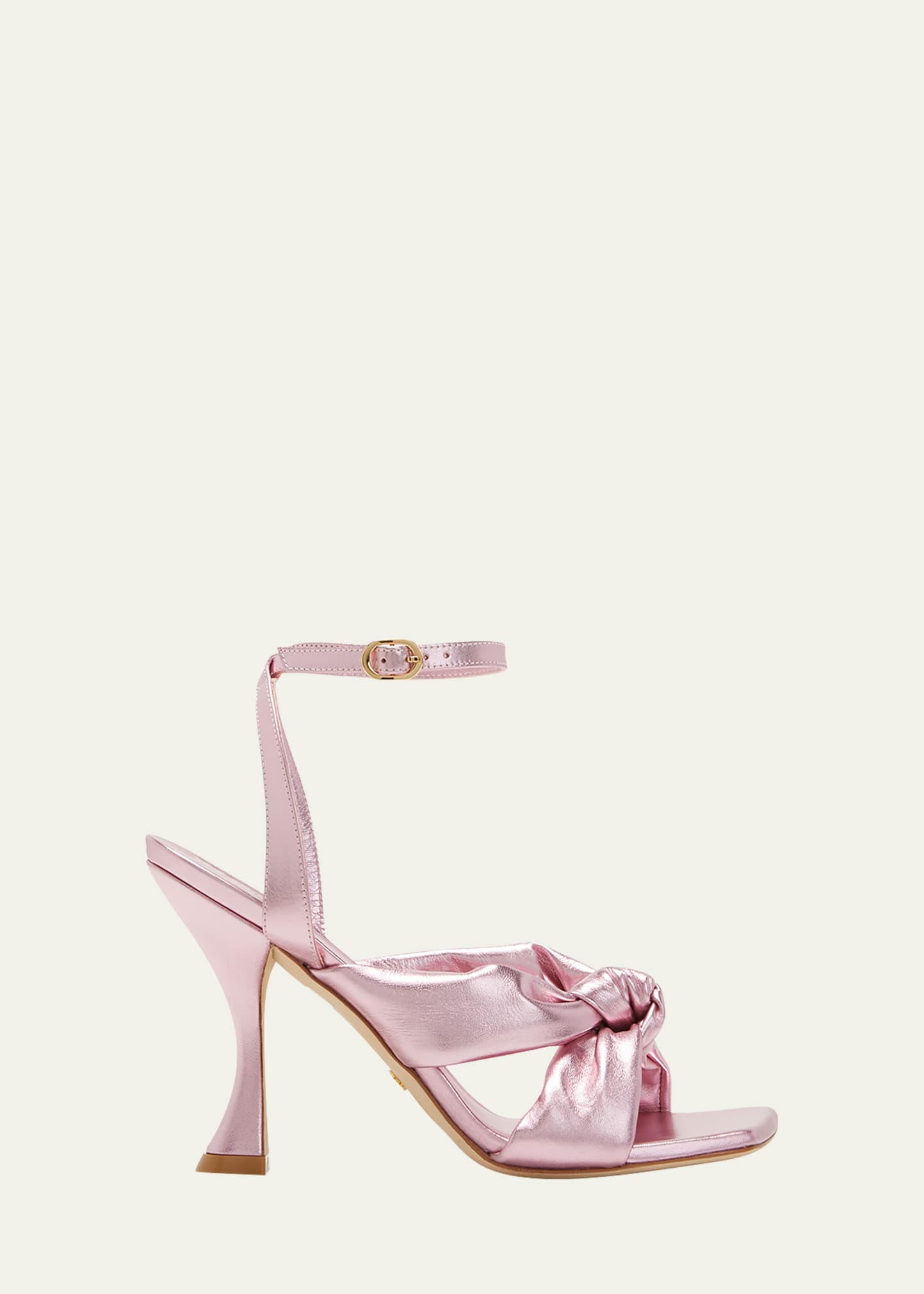 Stuart Weitzman Playa Metallic Knot Ankle-strap Sandals In Cotton Candy