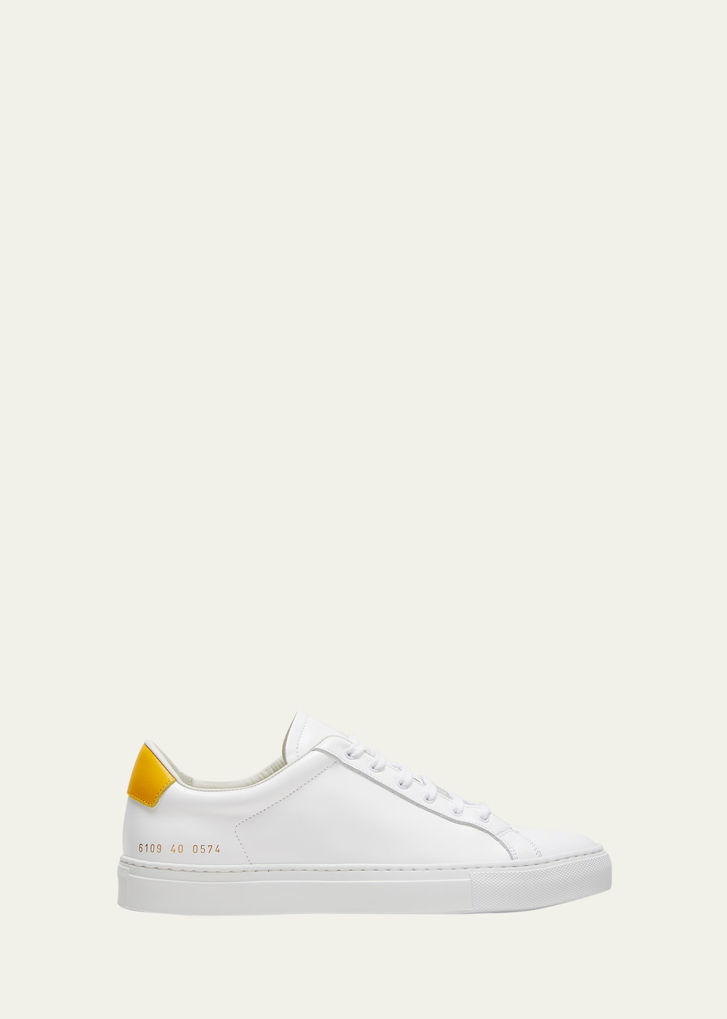 Common Projects Retro Bicolor Leather Low-top Sneakers In Whiteyellow