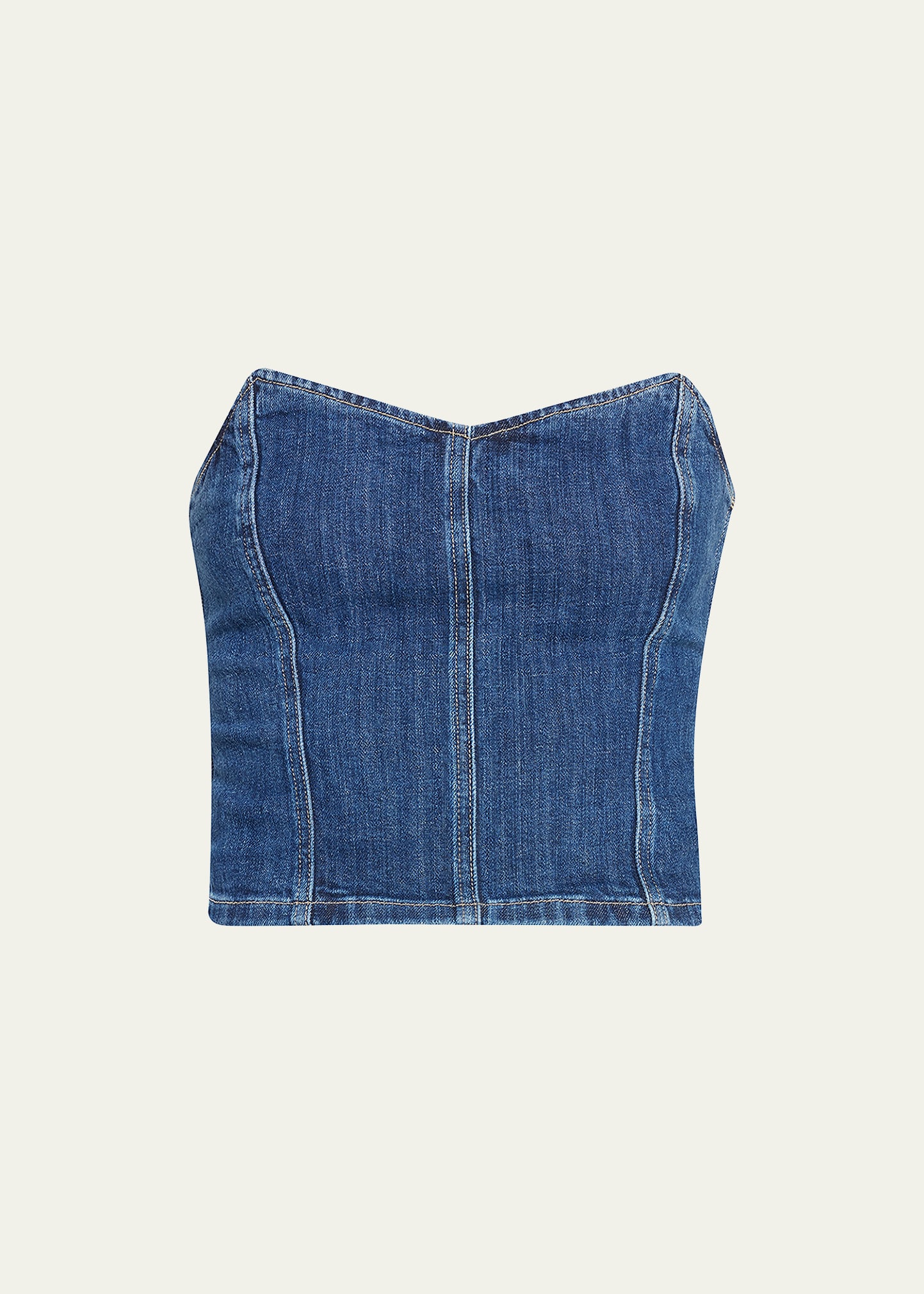 Le Jean Avery Denim Corset Top In Dark Night