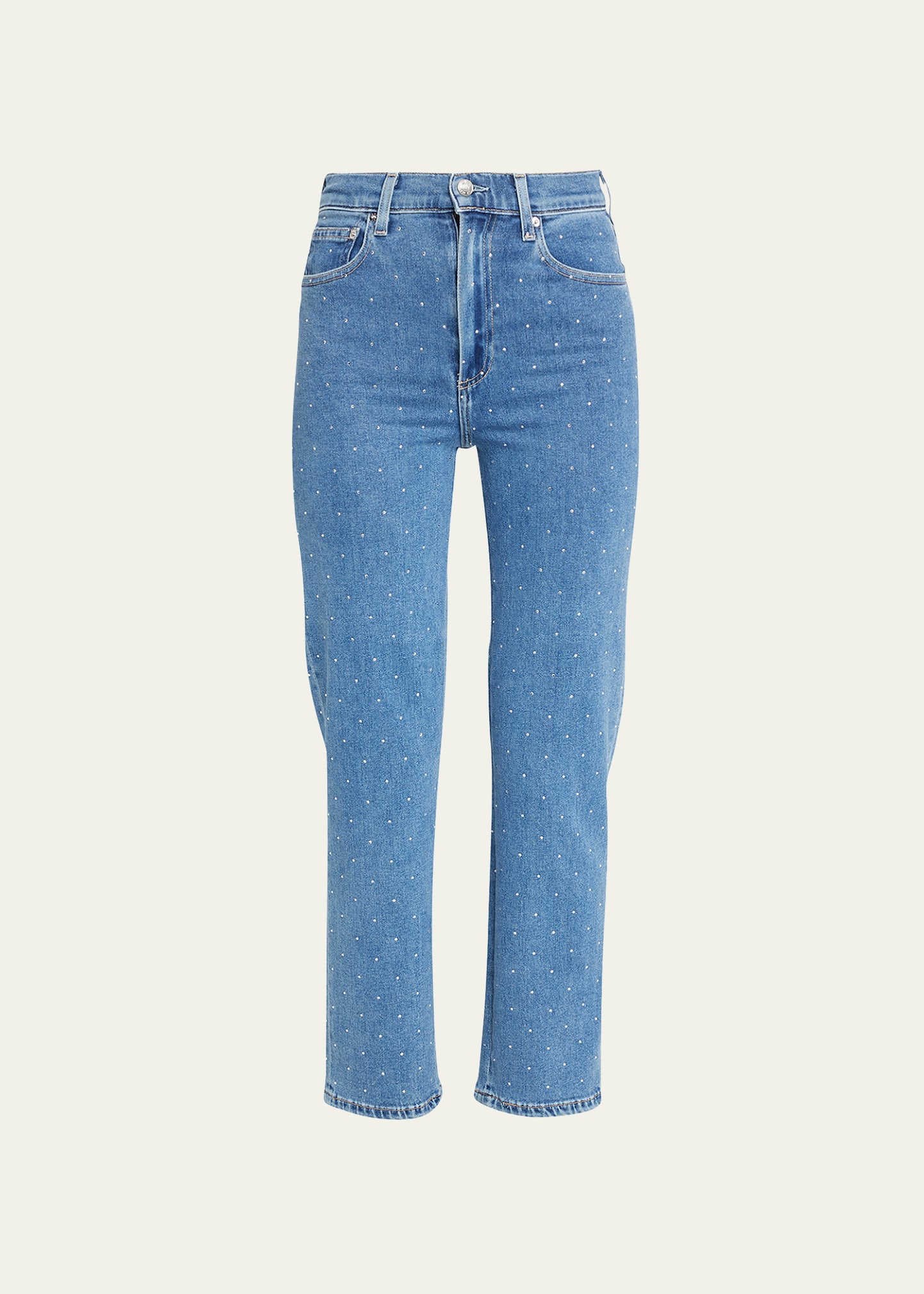 Sabine Cropped Straight Rhinestone Jeans