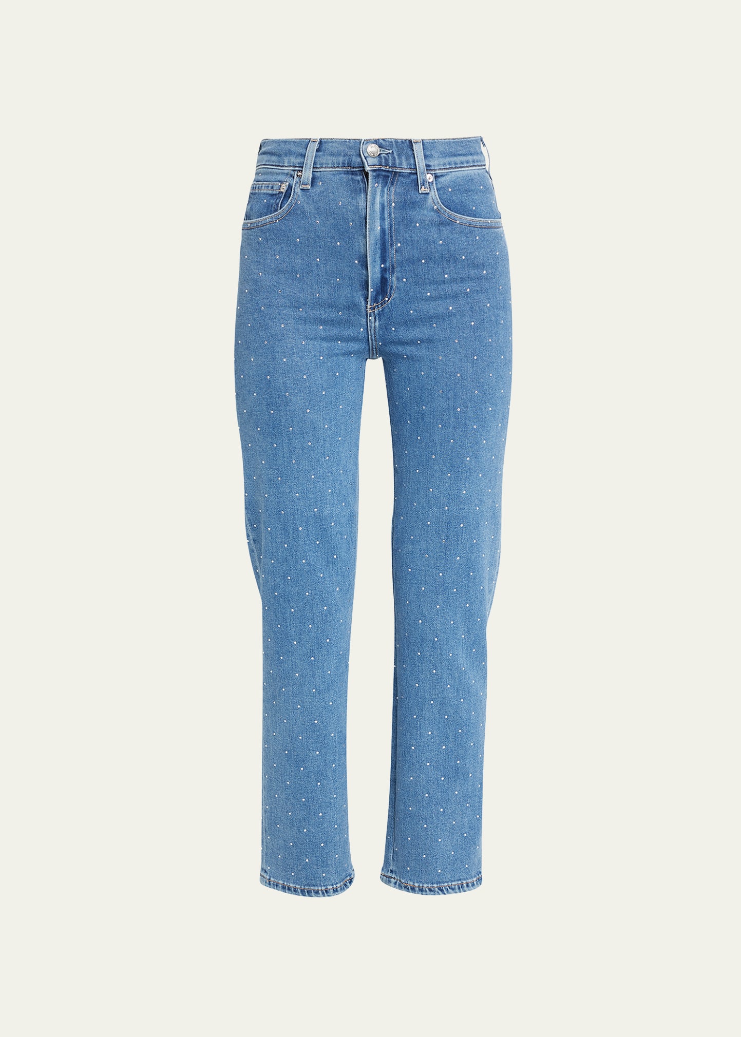 Sabine Cropped Straight Rhinestone Jeans