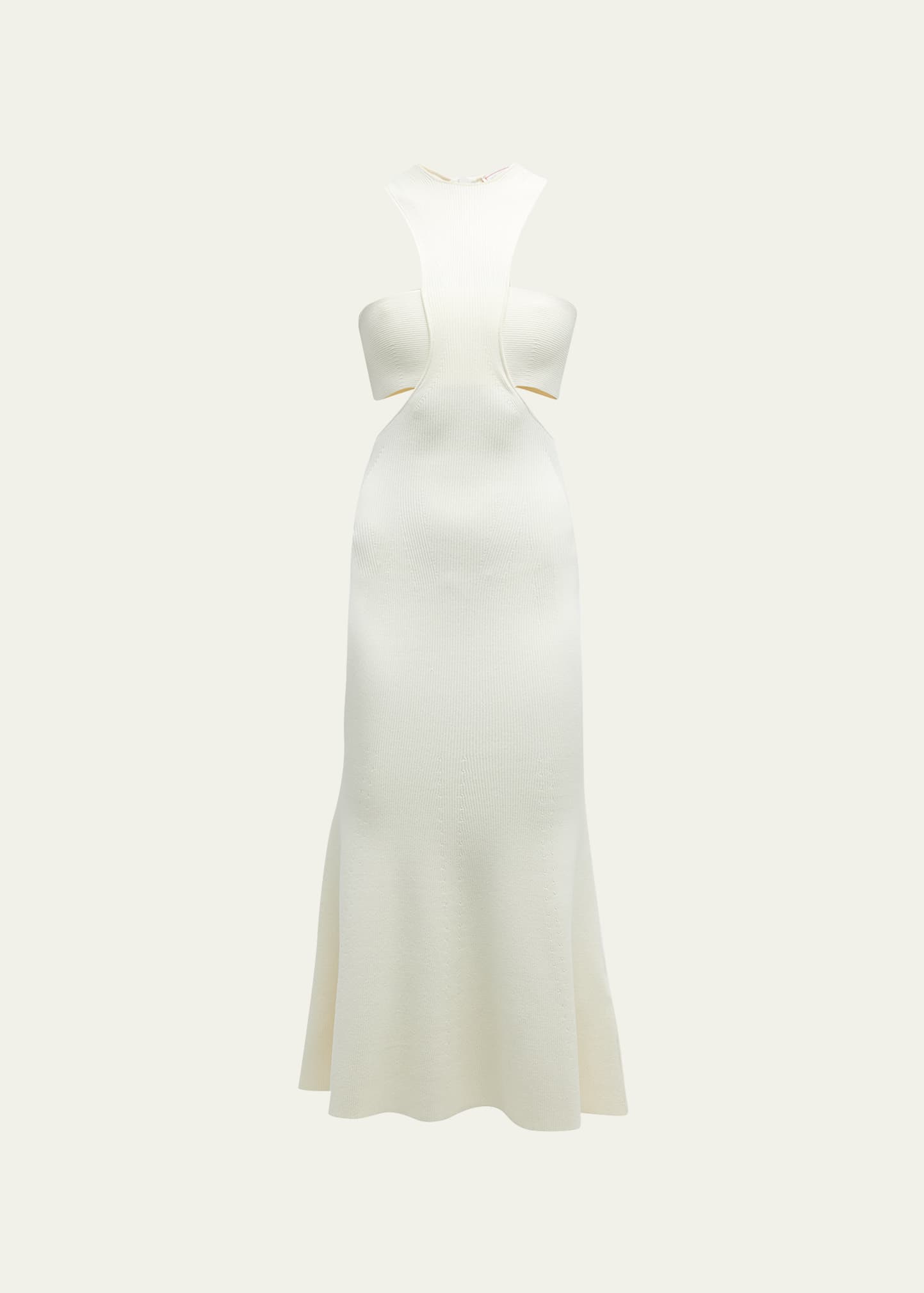 Alexander Mcqueen Harness Trumpet Midi Dress In Ivory