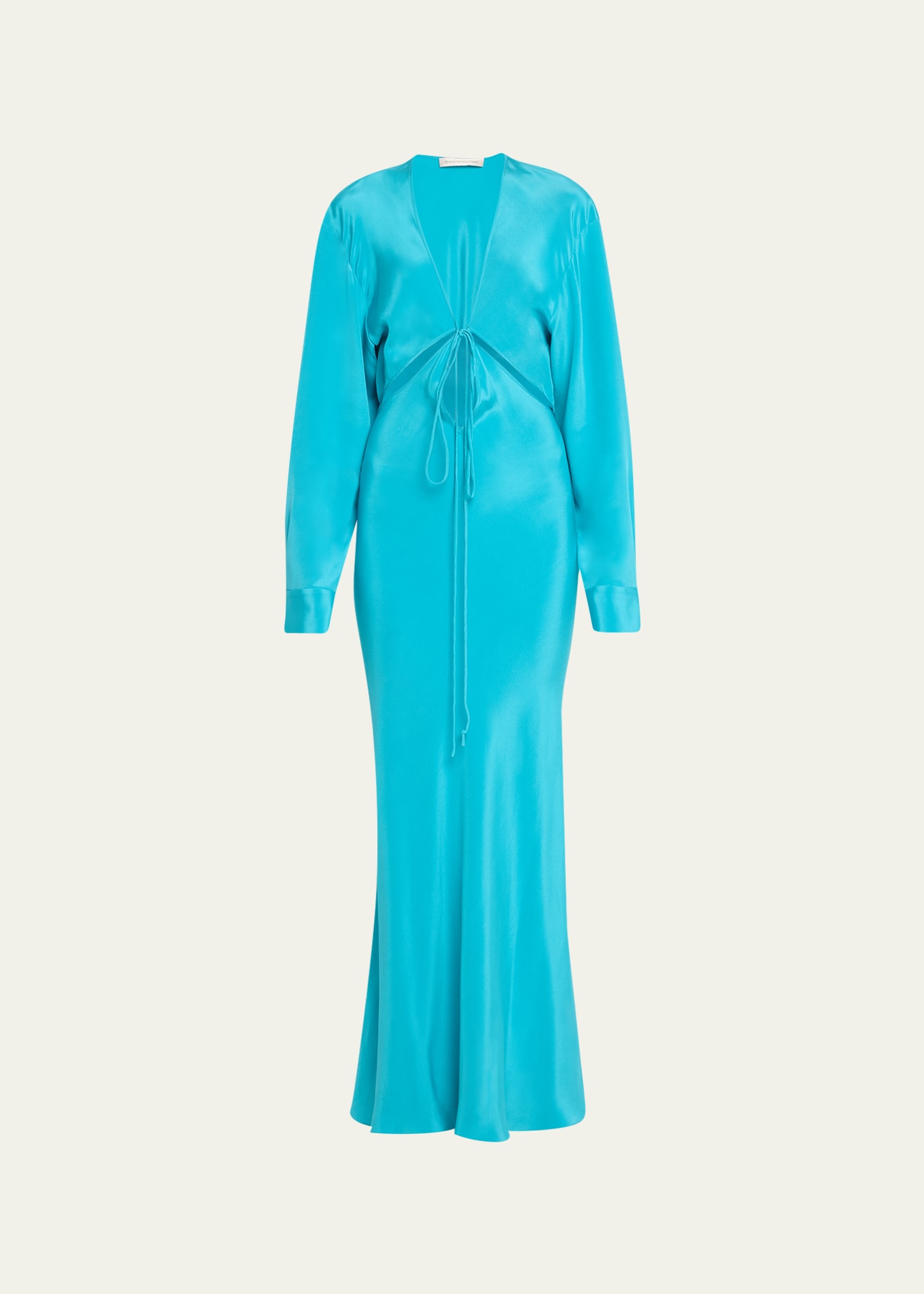 Christopher Esber Triquetra Front-tie Shirtdress In Lagoon