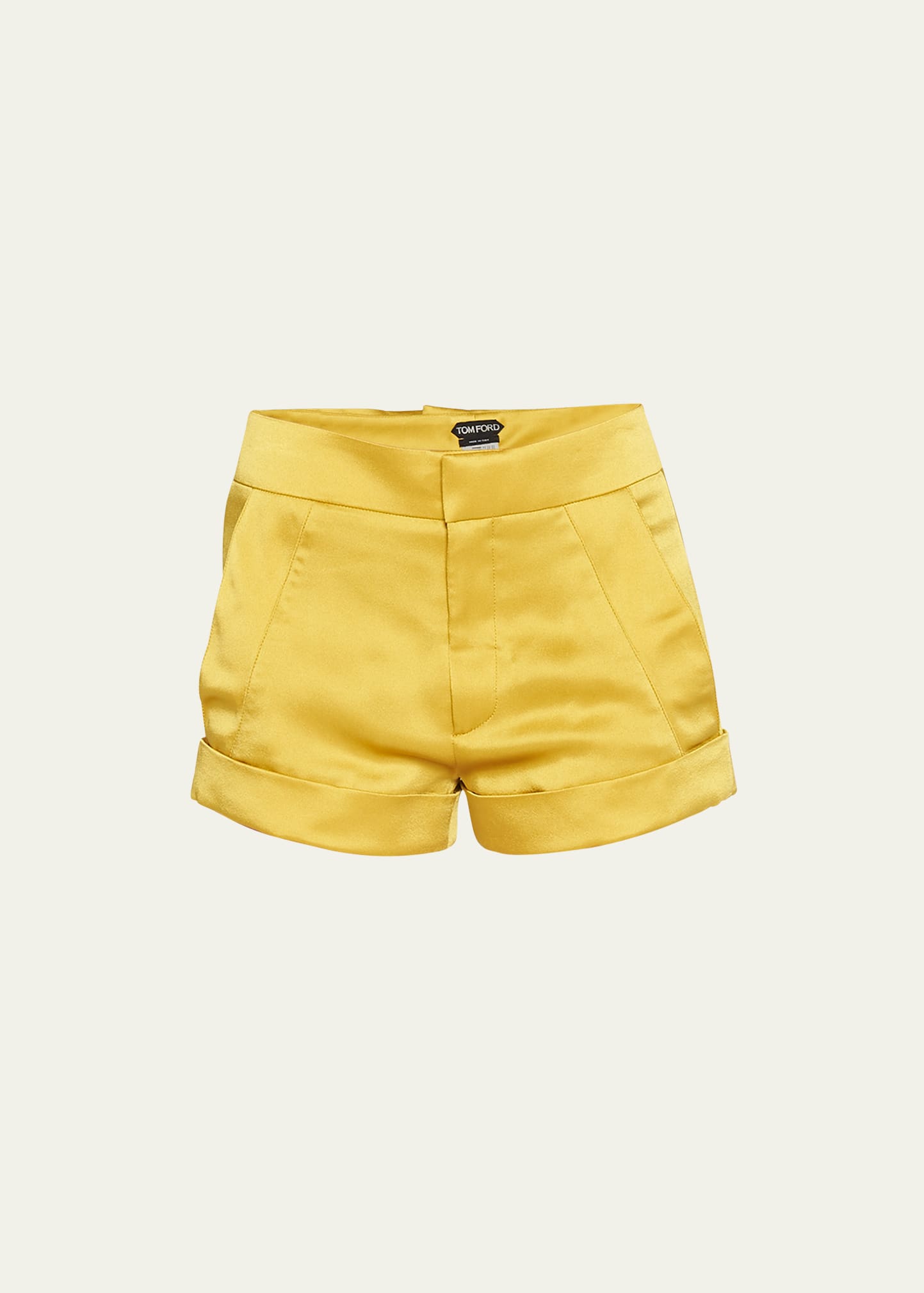 Satin Rolled-Cuff Shorts