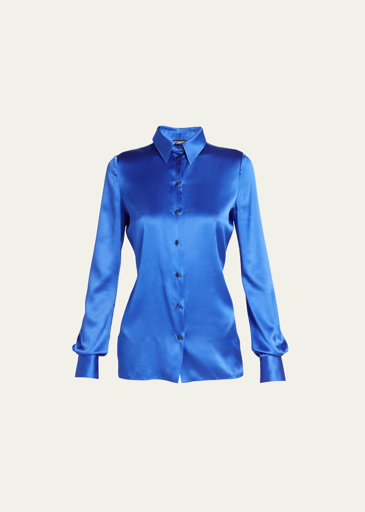 TOM FORD CLASSIC SATIN BUTTON-DOWN BLOUSE