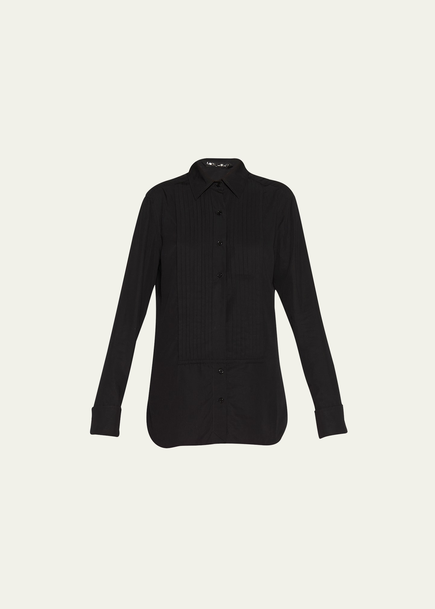 Button-Front Shirt w/ Tuxedo Bib