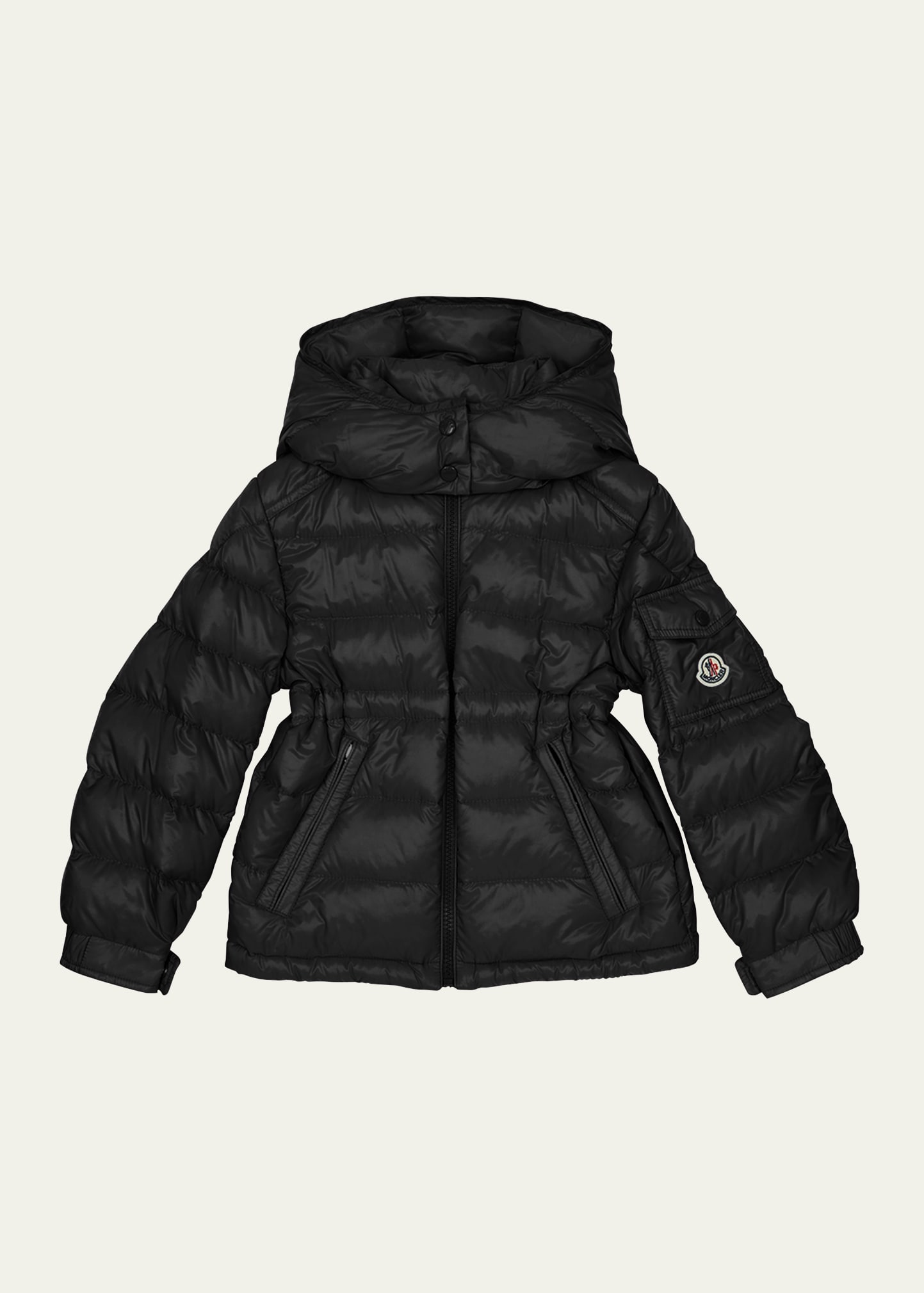 Moncler Kids' Girl's Dalles Long Season Boudin-quilt Down Jacket In Black