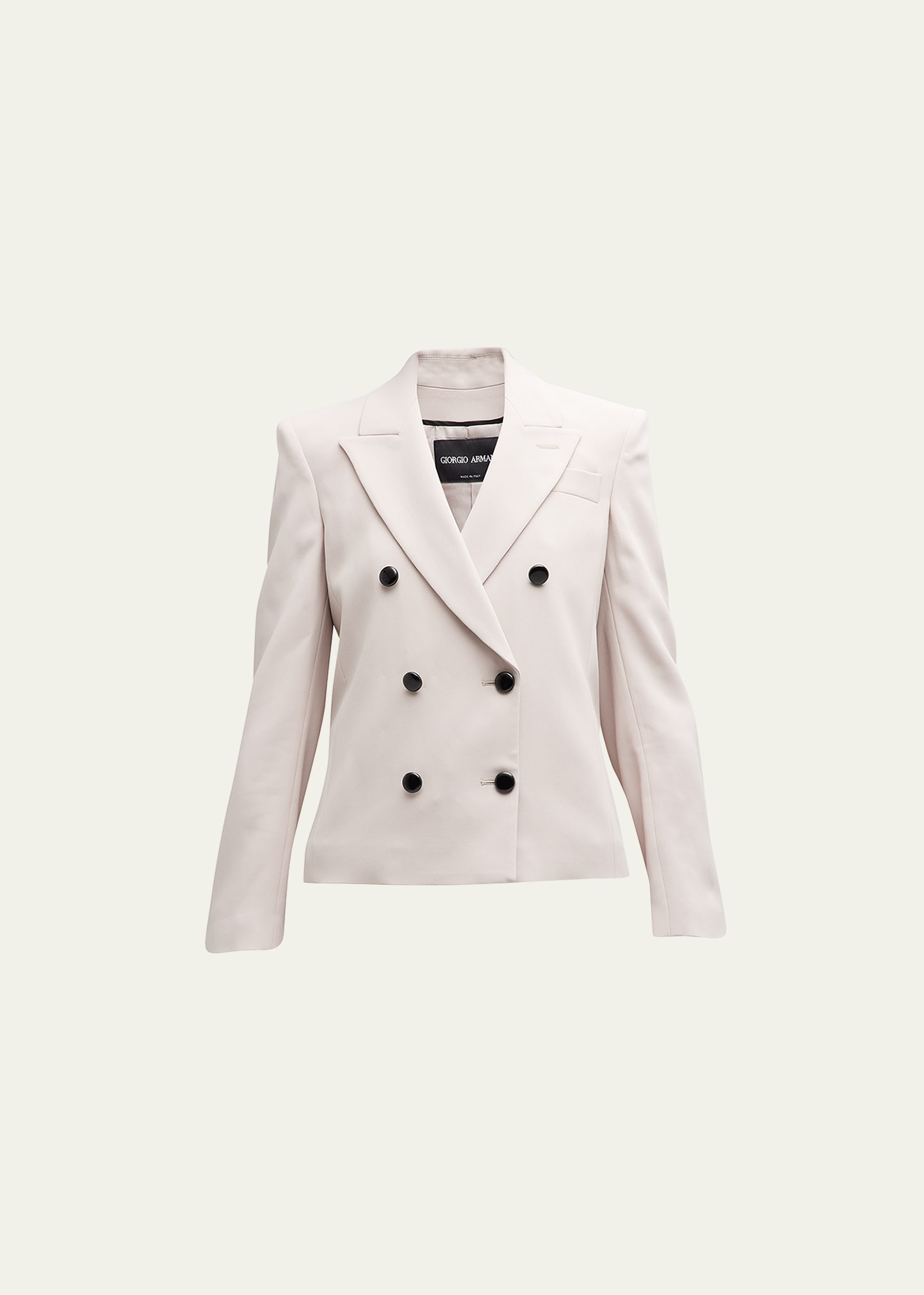 Giorgio Armani Cady Double-breasted Crop Blazer In Solid Medium Beig