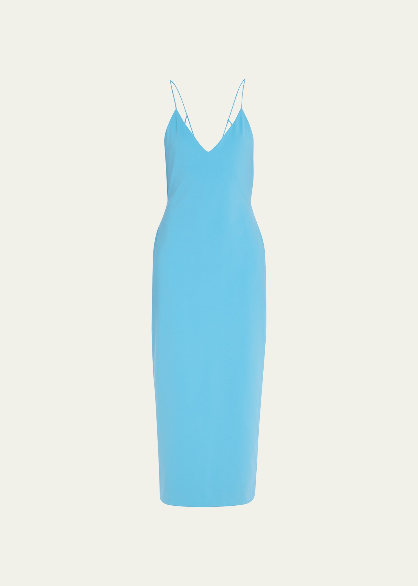 Shop Giorgio Armani Jersey Midi Dress W/ Strappy Back In Turquoise