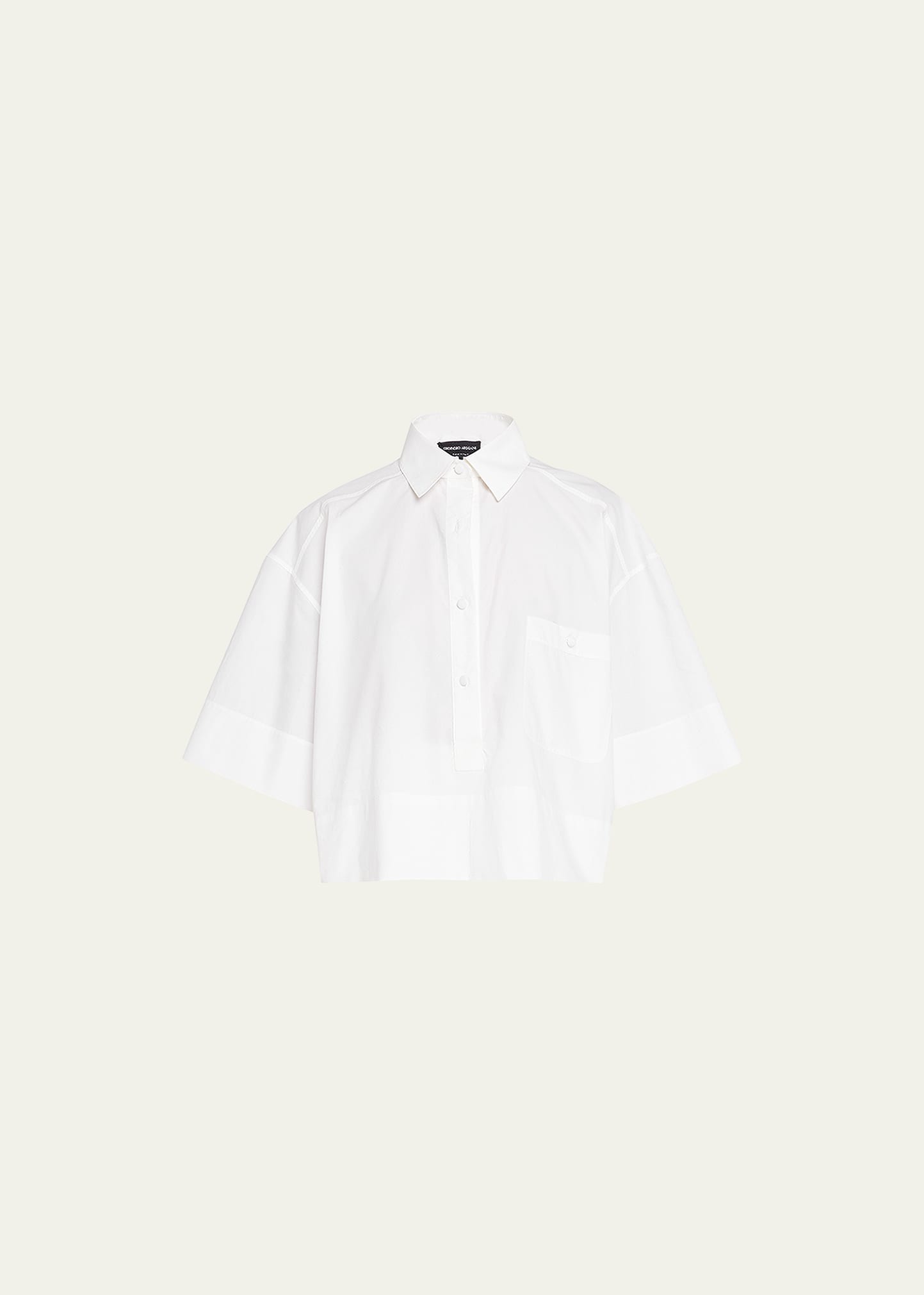 Poplin Cropped Button-Front Blouse