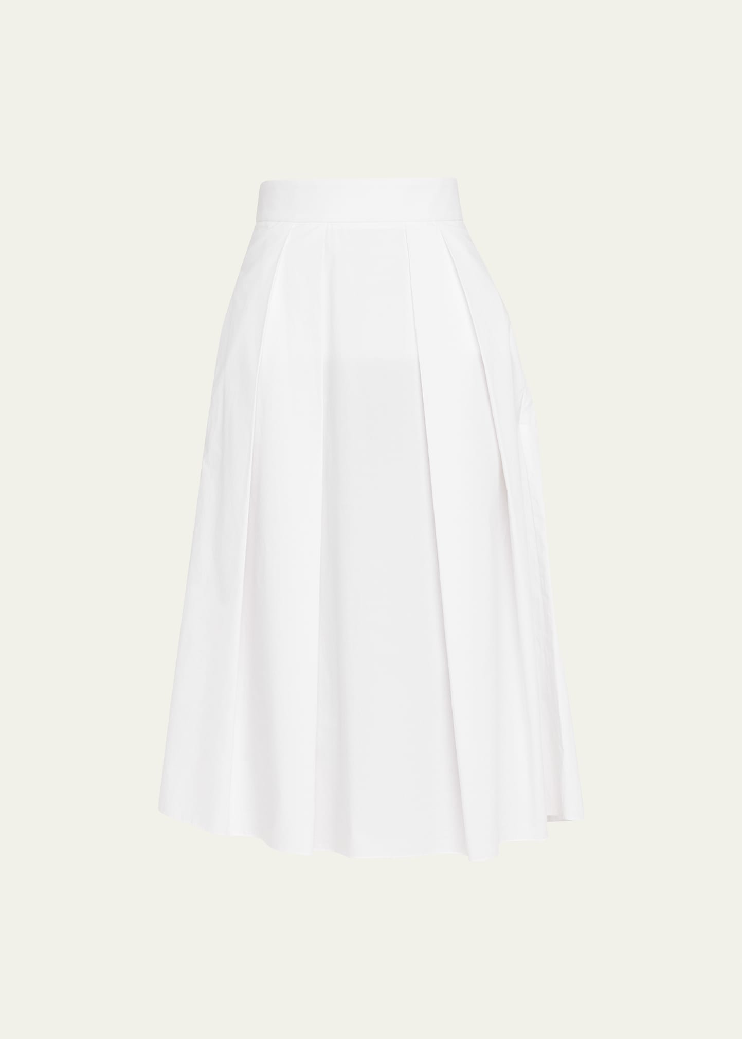 Shop Giorgio Armani Pleated Poplin Midi Skirt In Solid White
