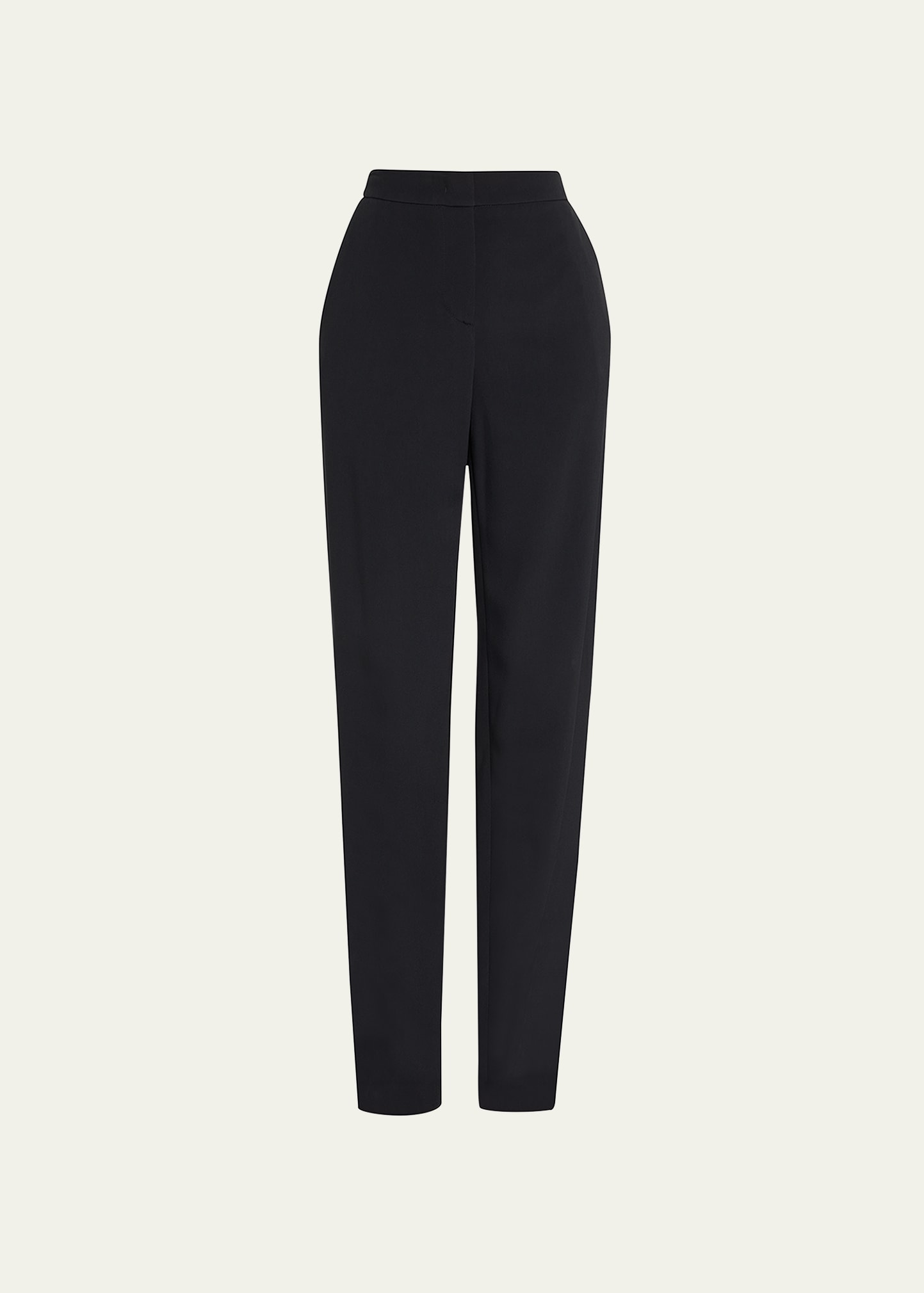 Shop Giorgio Armani Cady Straight-leg Trousers In Solid Black