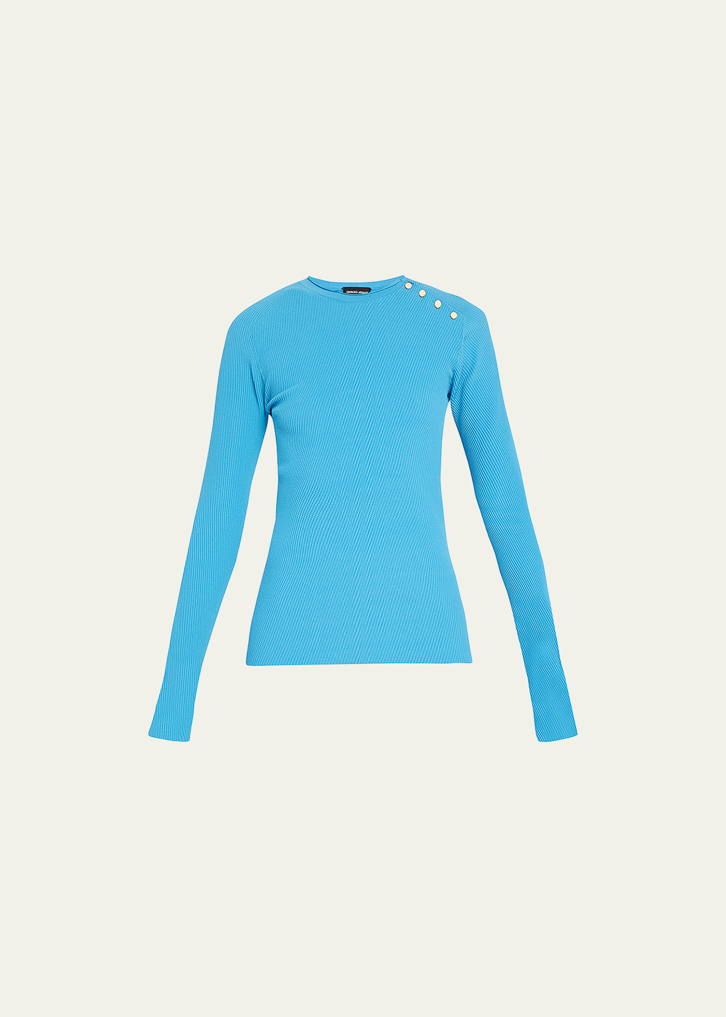 Giorgio Armani Snap-button Ribbed Knit Top In Turquoise