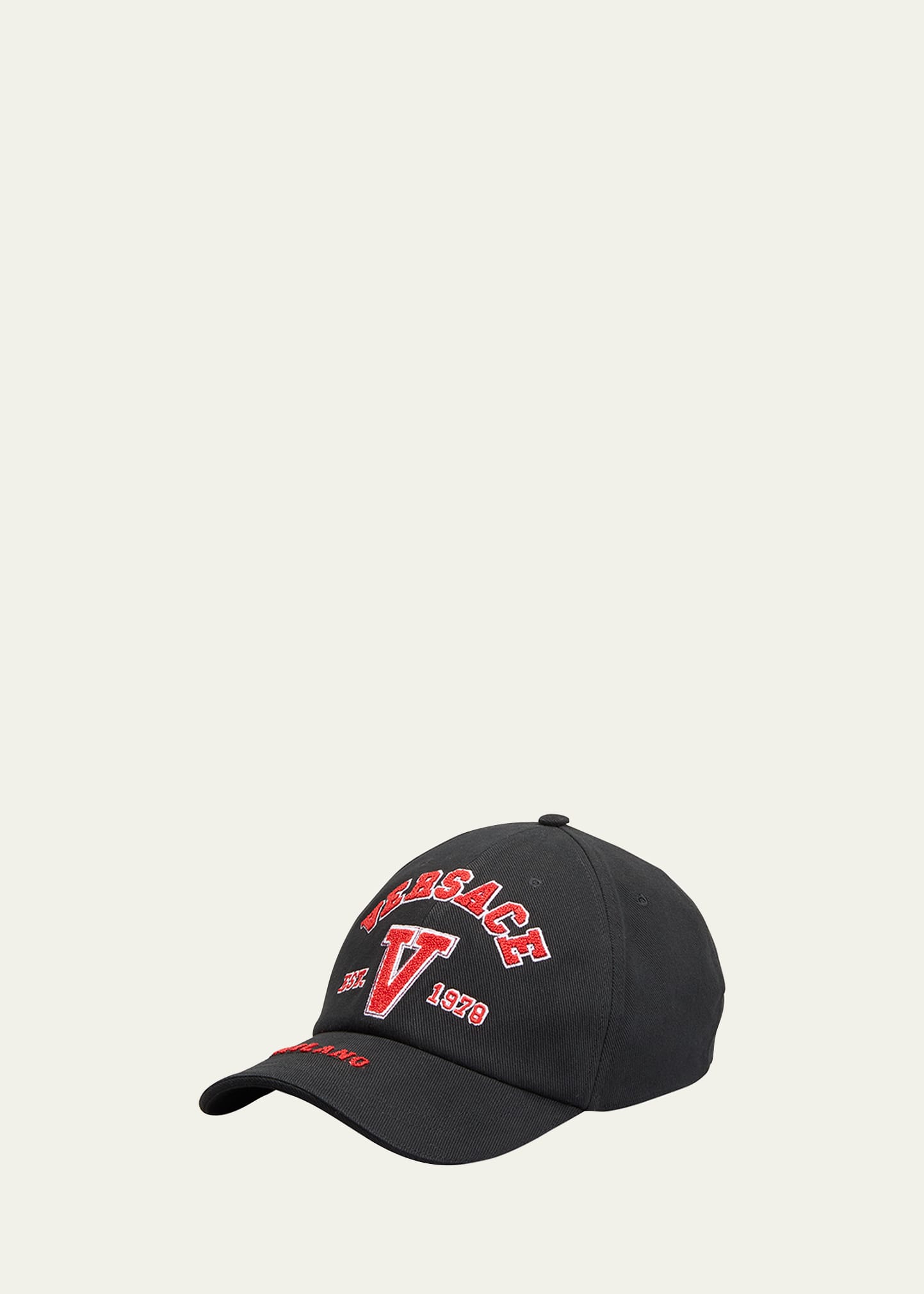 Shop Versace Men's Varsity Logo Baseball Hat In Blackred