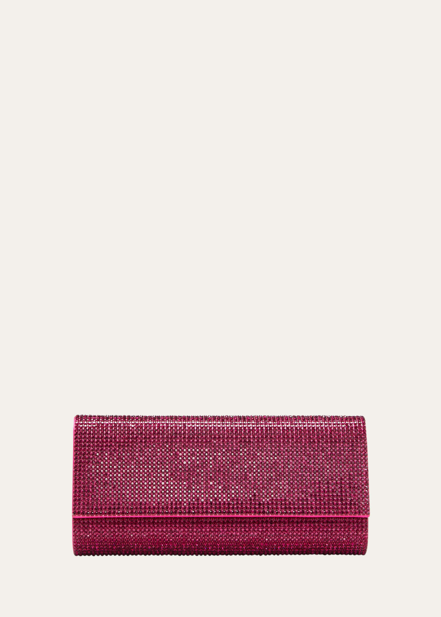 Judith Leiber Perry Beaded Crystal Clutch Bag In Silver Fuchsia