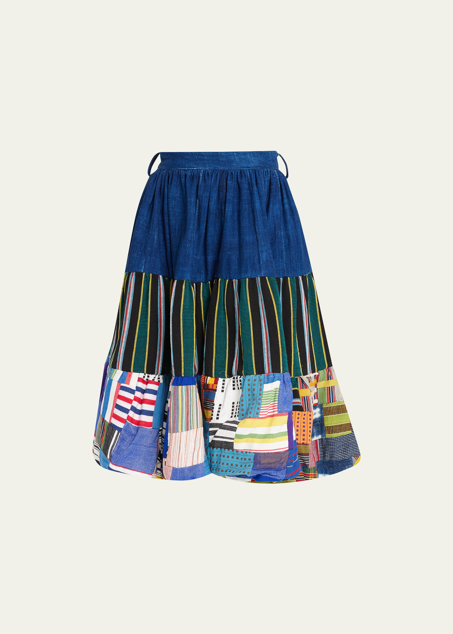 Patchwork Cotton & Kente Prairie Midi Skirt