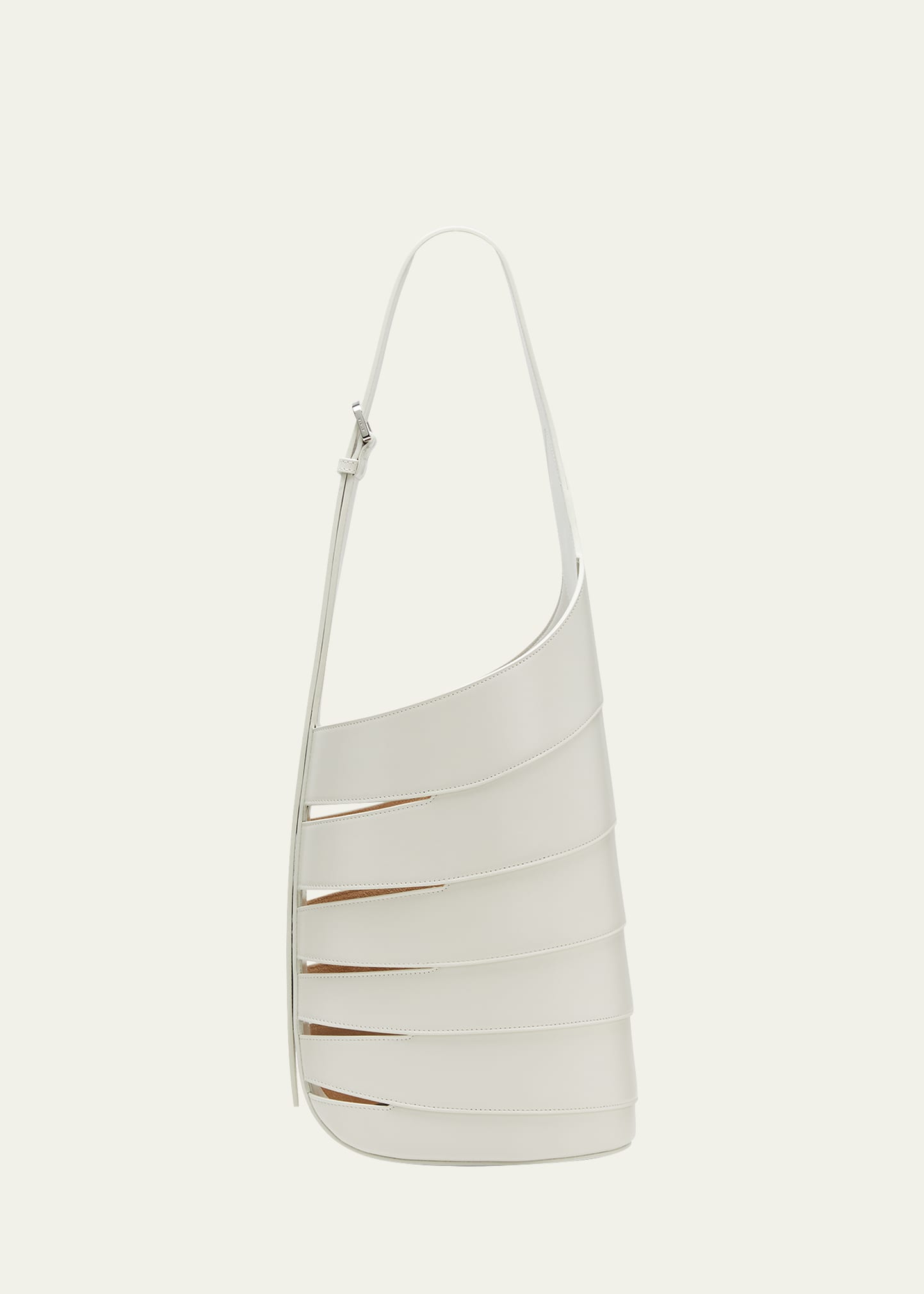 Alaïa Babel Medium Cutout Bucket Shoulder Bag In Ivory