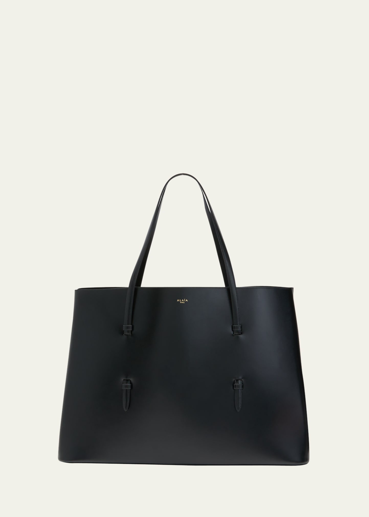 Alaïa Mina 50 Large Leather Tote Bag In Black