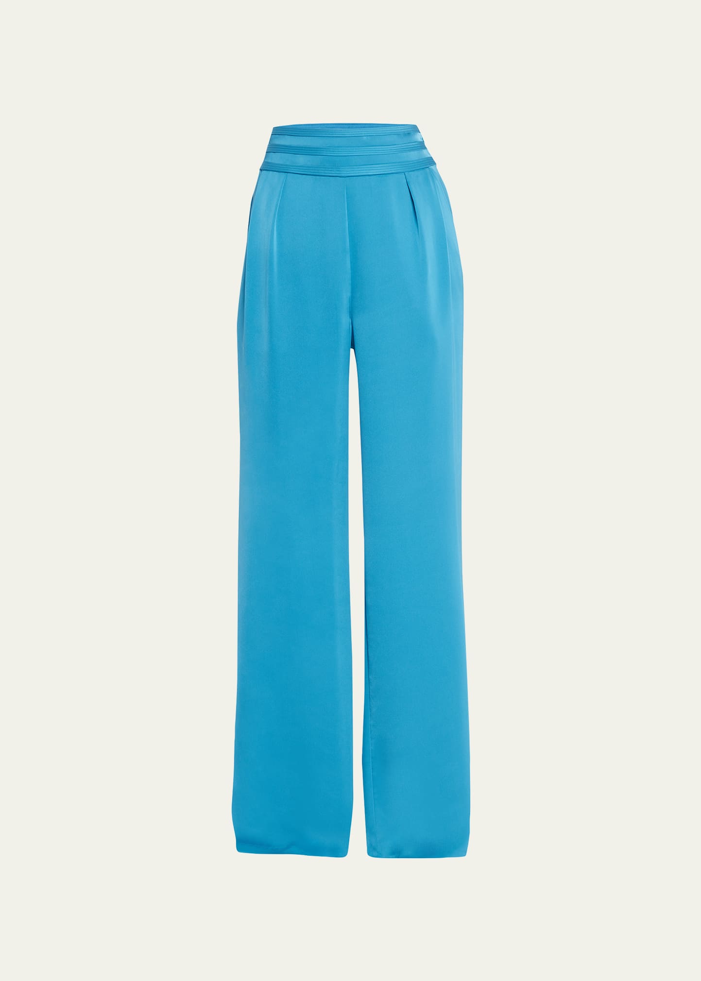 Ramy Brook Joss Satin Wide-leg Trousers In Blue Tile