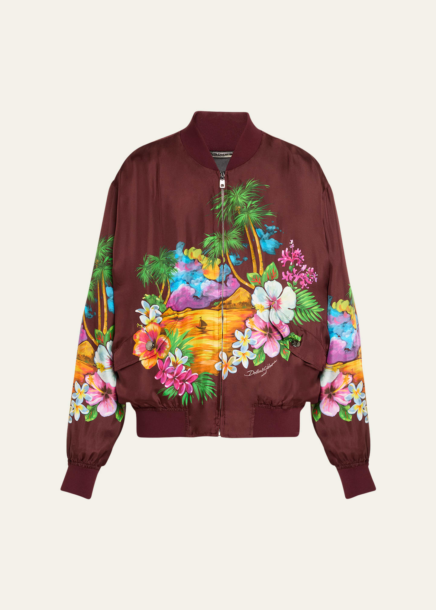 Dolce & Gabbana Bomberjacke Aus Seide Mit Insel-print In D.redmisc