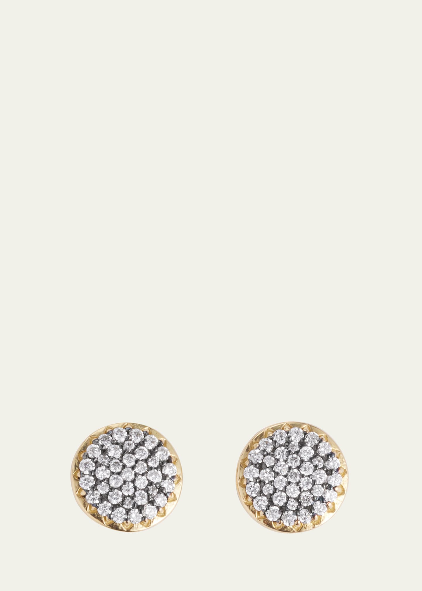 18K Yellow Gold Blackened Diamond Disc Stud Earrings