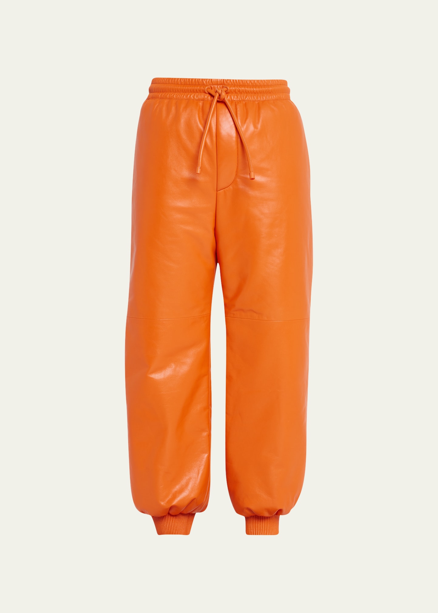 Loewe Men's Leather Puffer Joggers In Orange