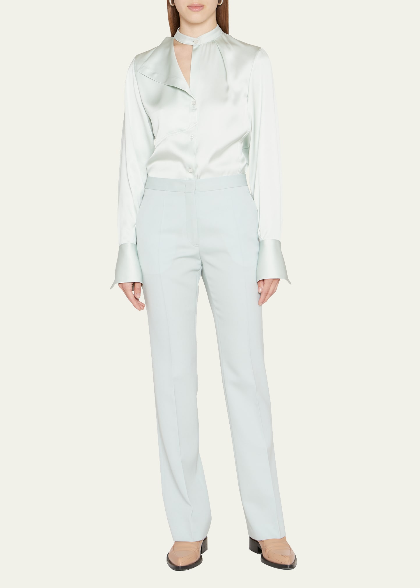 Jil Sander Tailored Wool Pants In Chinablue