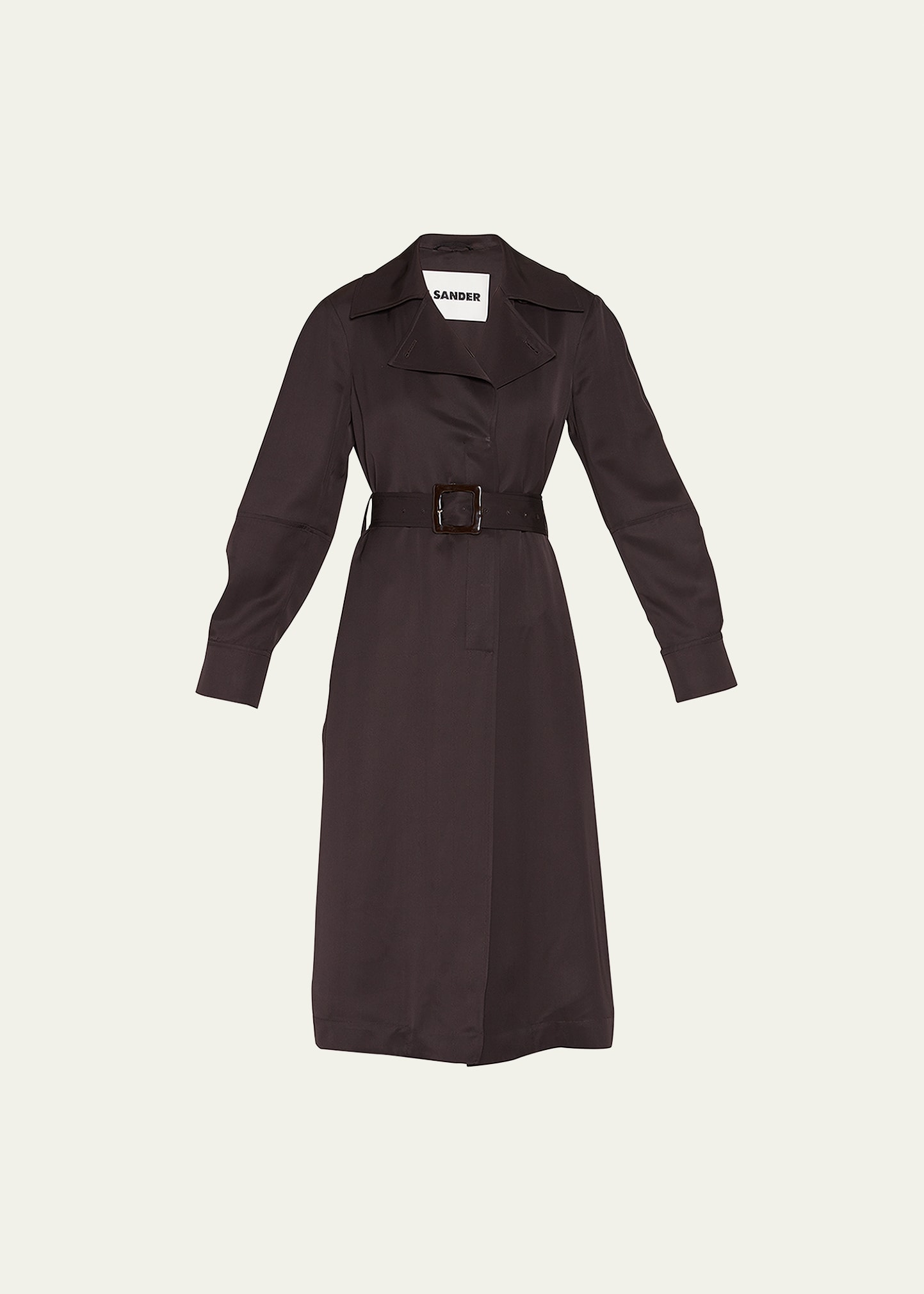 Jil Sander Long Belted Trench Coat In Ganache
