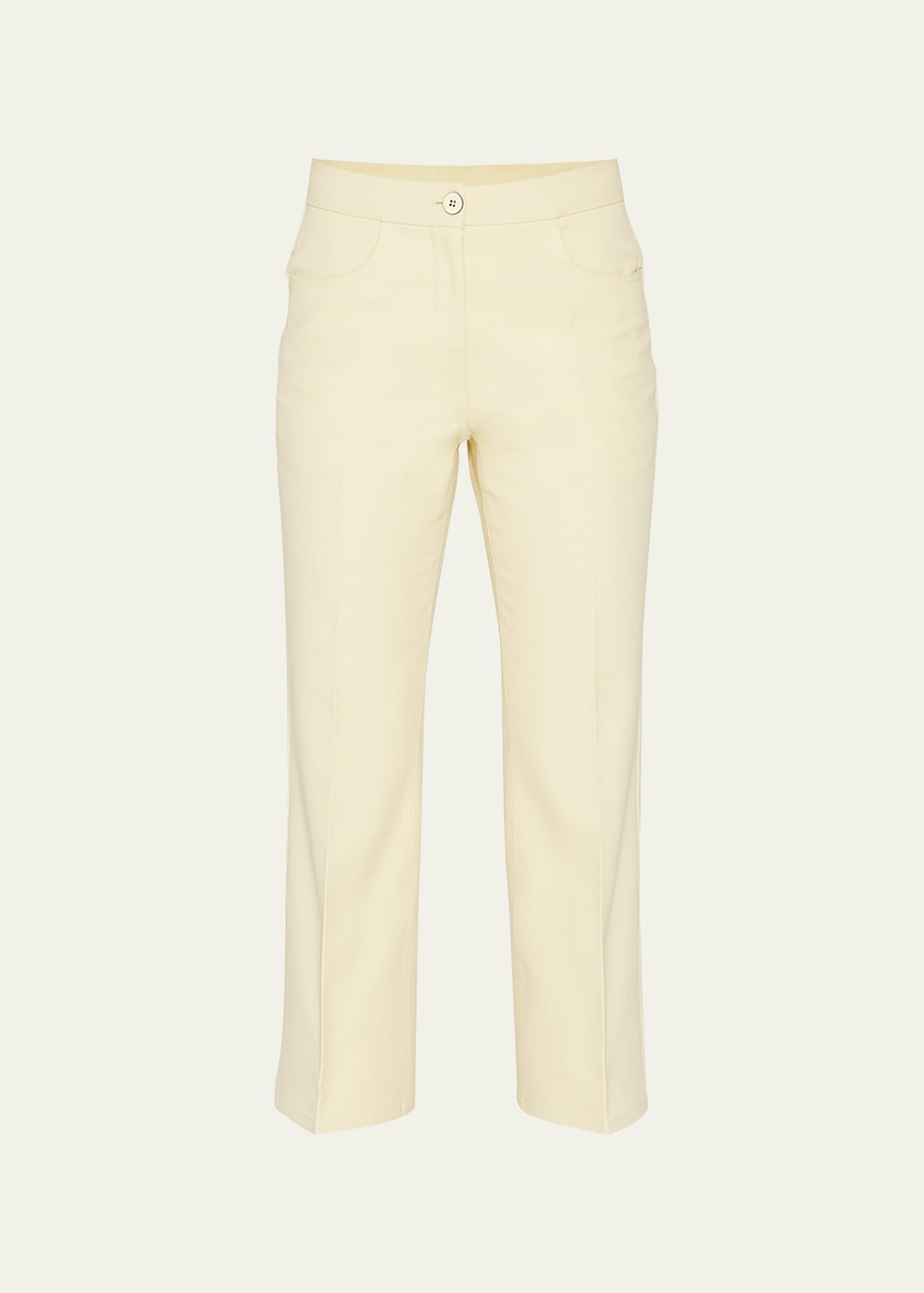 Jil Sander Cropped Flared Cotton Pants In Lime Wash