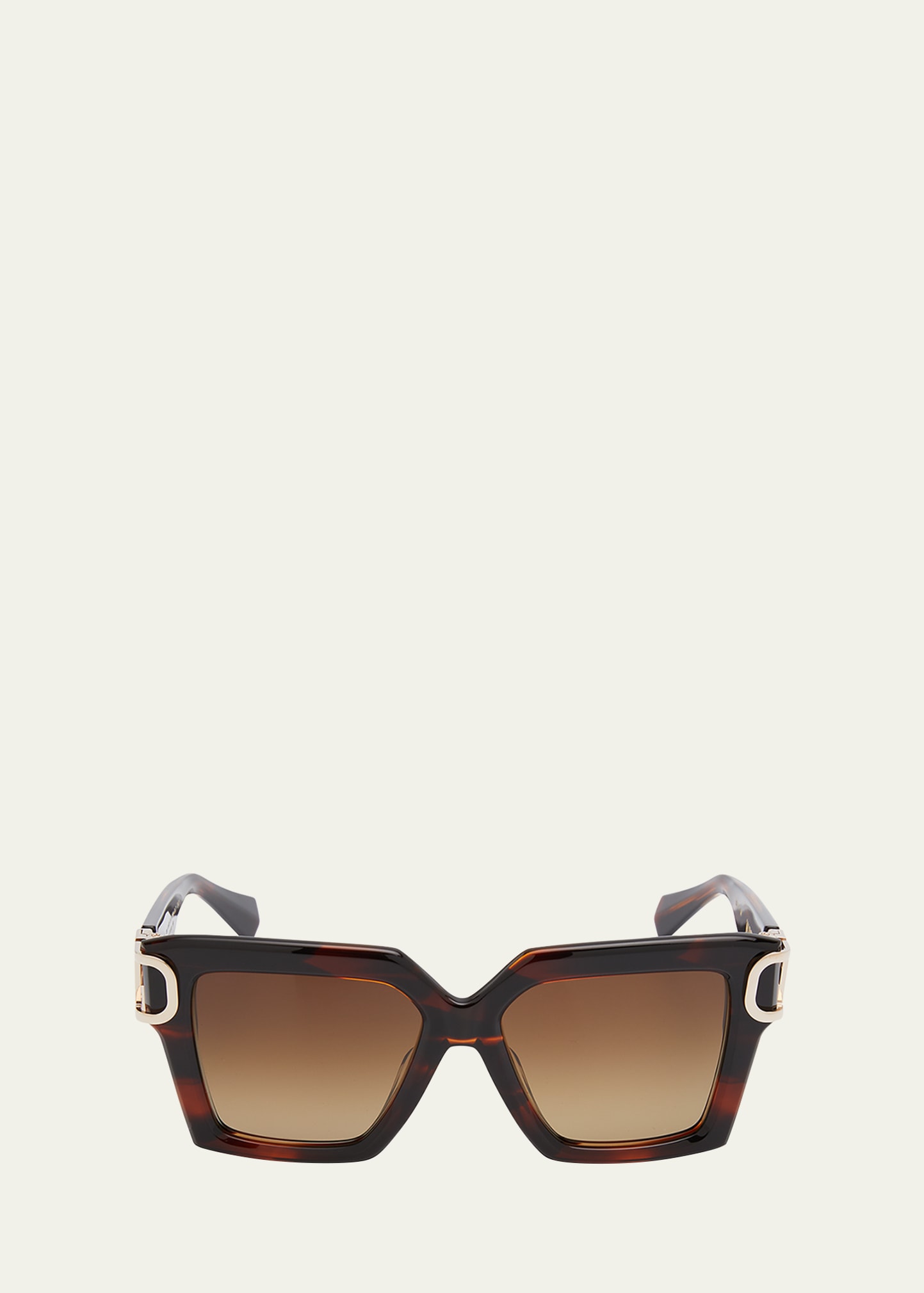 Valentino Uno Square Acetate & Titanium Sunglasses In Translucent Brown
