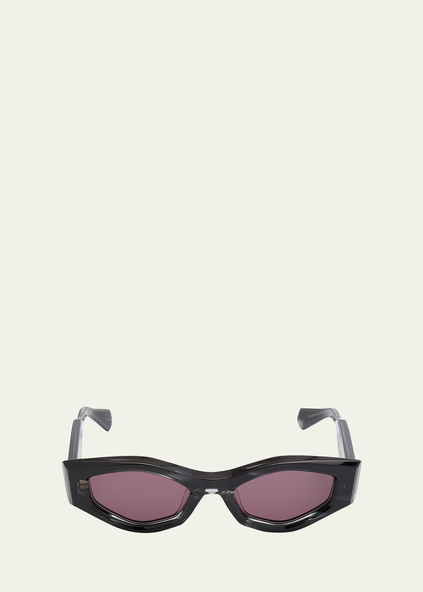 Shop Valentino Tre Acetate & Titanium Cat-eye Sunglasses In Translucent Black