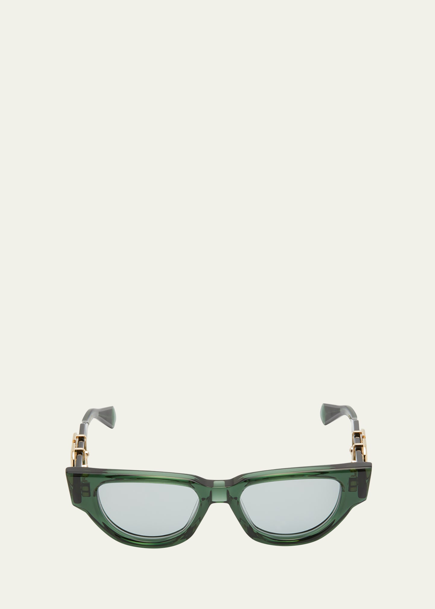 Valentino Due Acetate & Titanium Cat-eye Sunglasses In Crystal Green