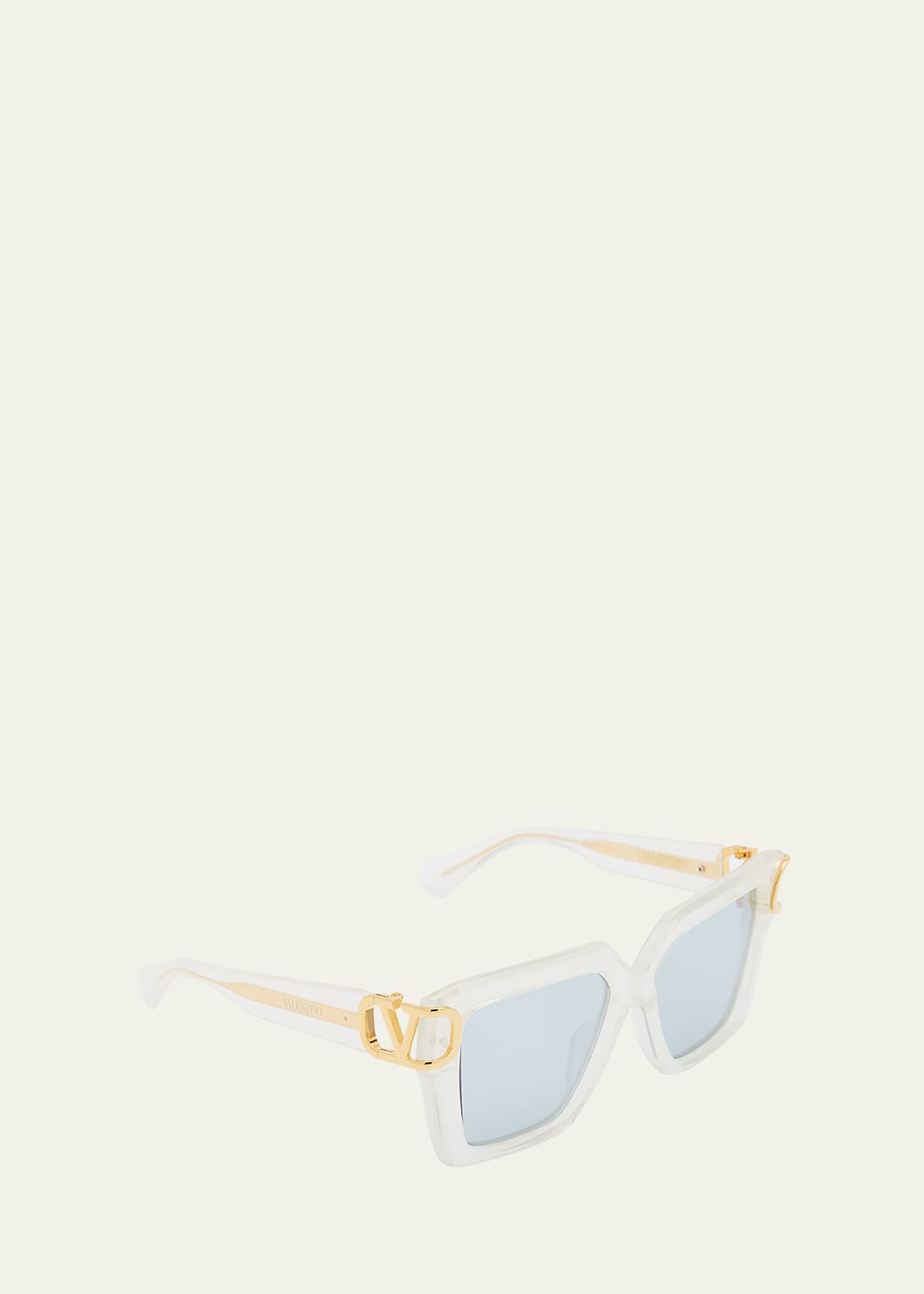 Valentino Transparent I Squared Frame Sunglasses In Translucent Ivory