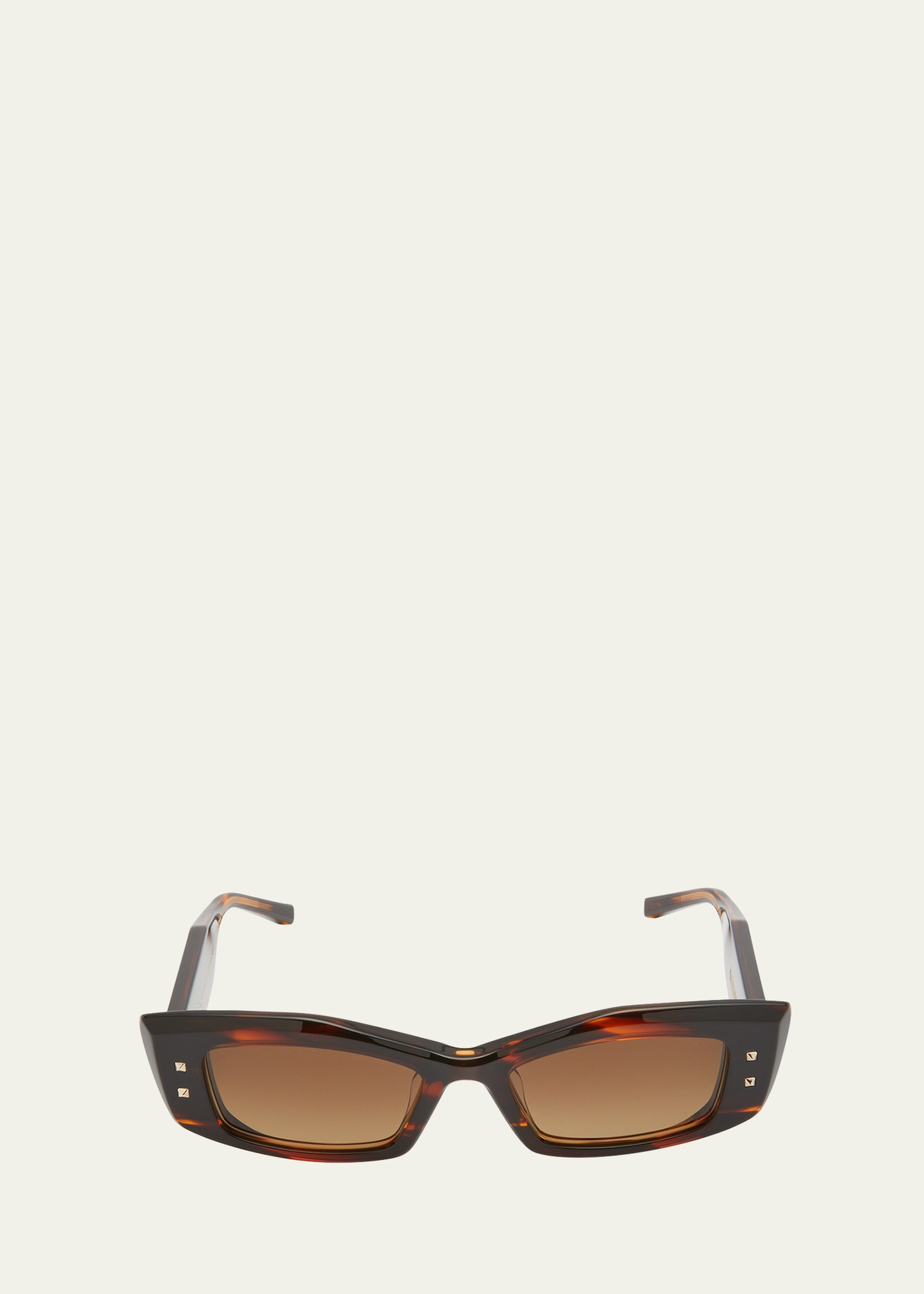 Shop Valentino Quattro Acetate & Titanium Cat-eye Sunglasses In Translucent Brown