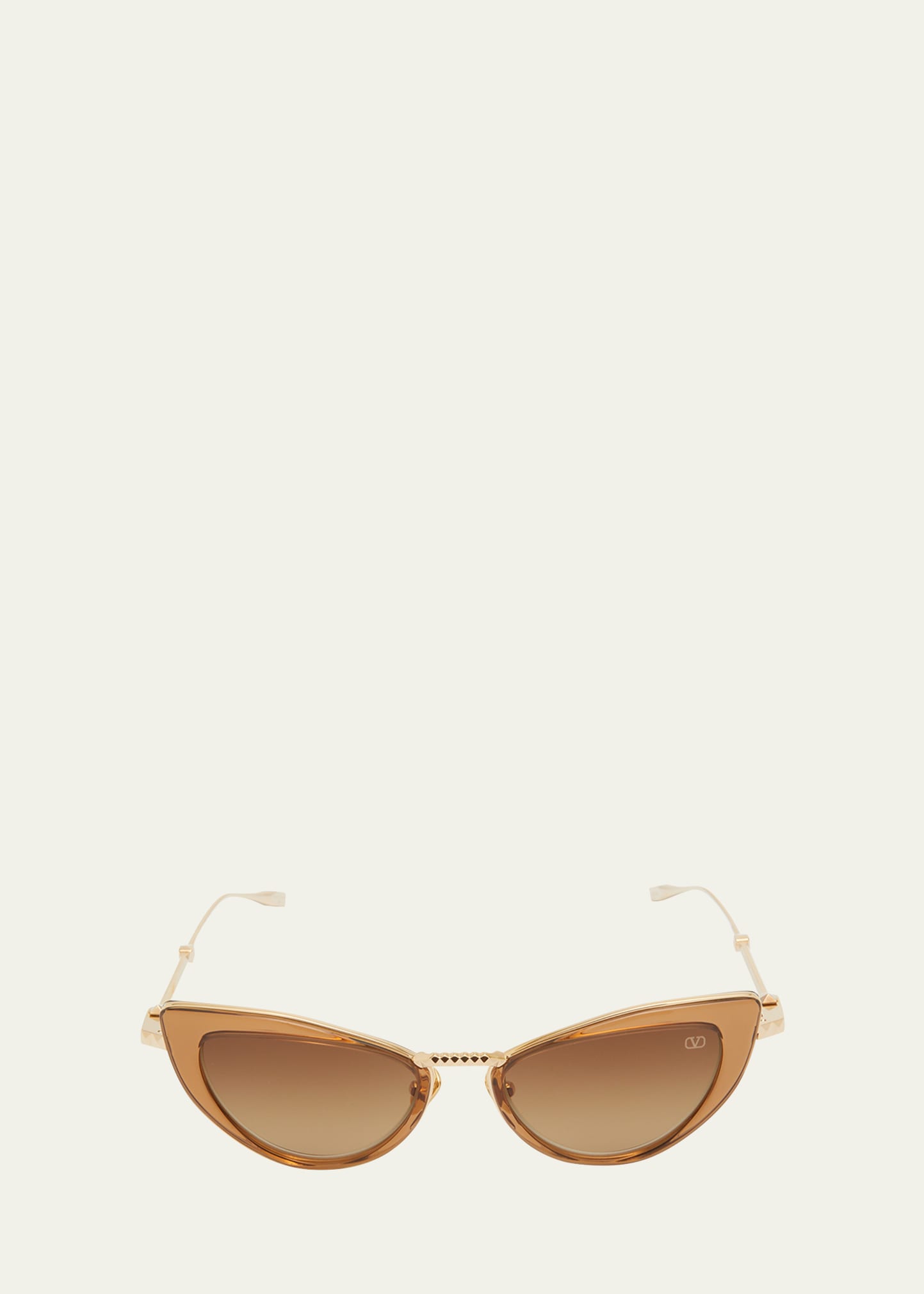 Valentino Viii Titanium & Acetate Cat-eye Sunglasses In Light Gold Crysta