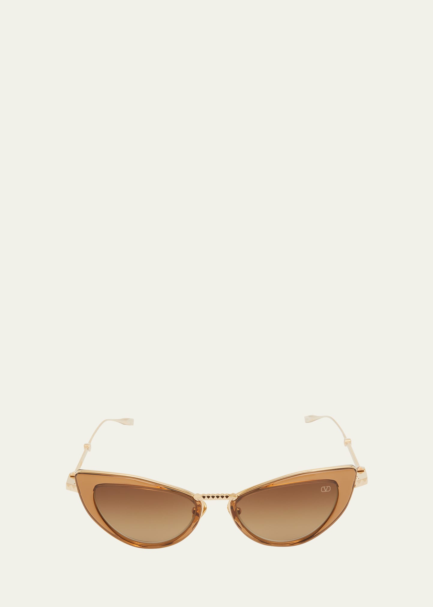 Shop Valentino Viii Titanium & Acetate Cat-eye Sunglasses In Light Gold Crysta