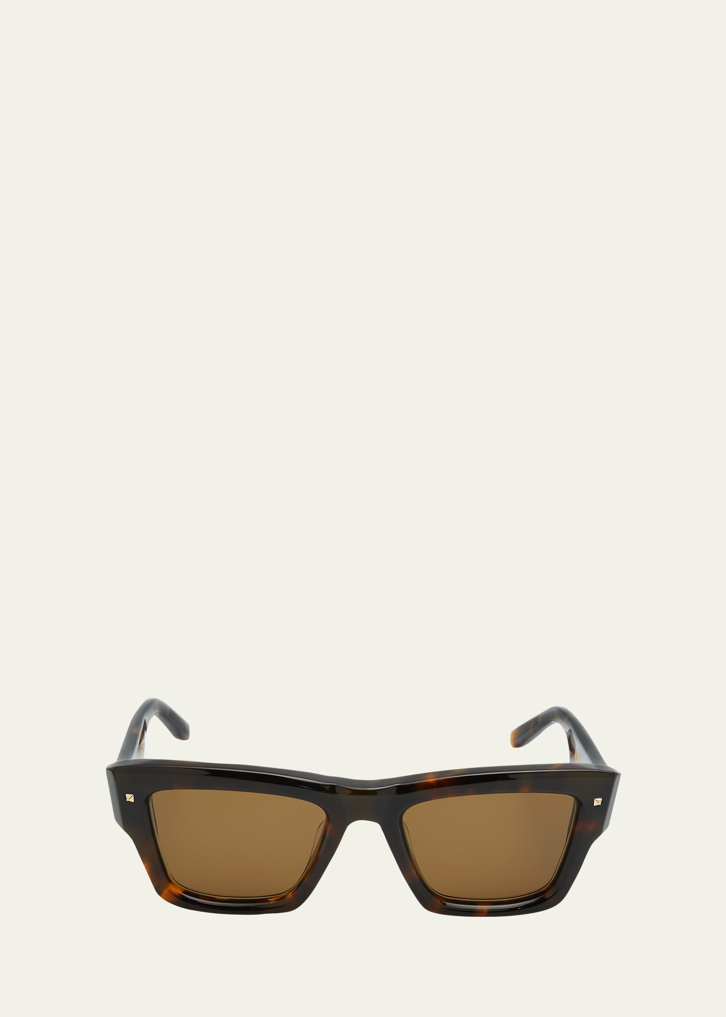 Shop Valentino Xxii Square Acetate & Titanium Sunglasses In Brown Tortoise