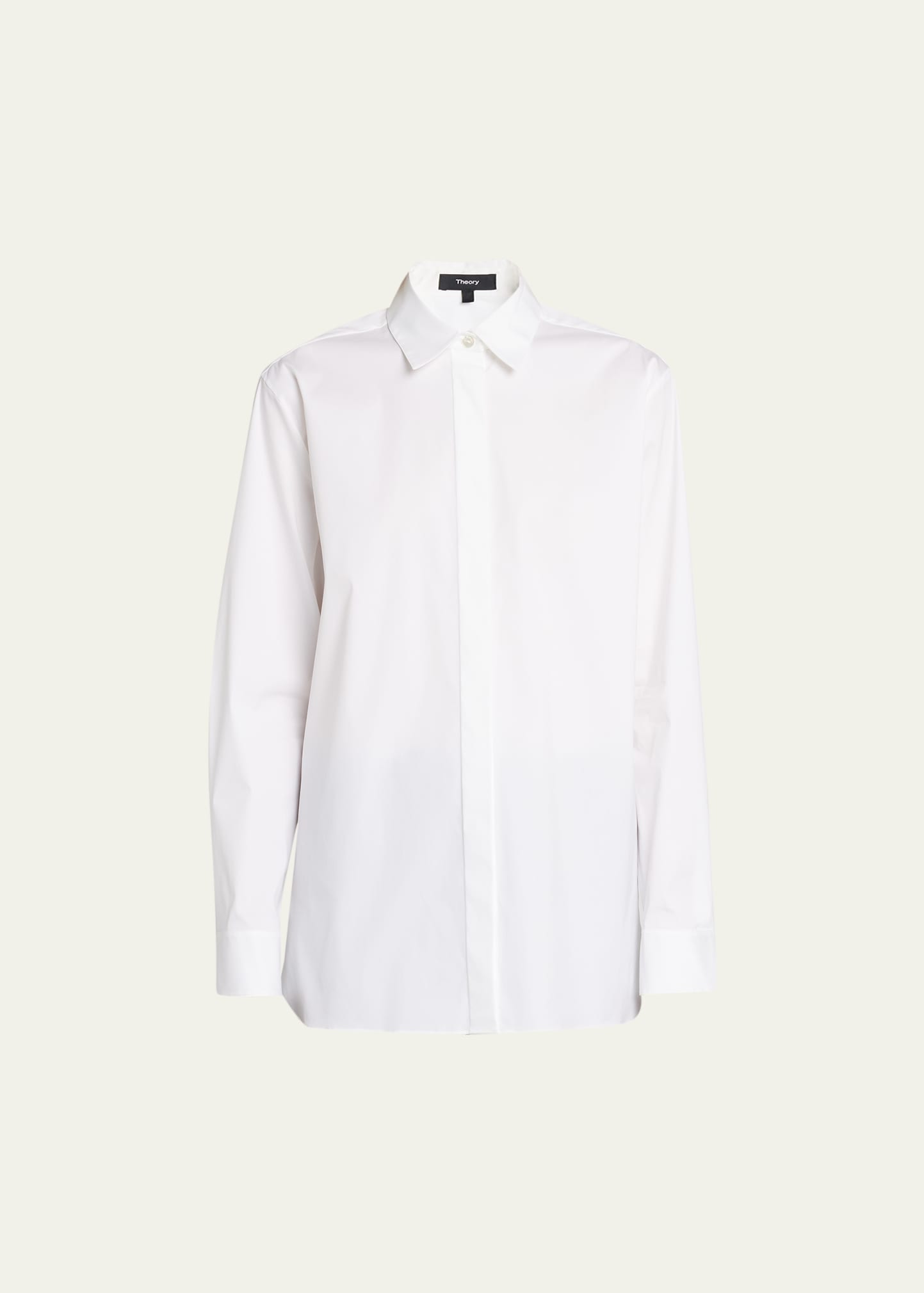Shop Theory Classic Button-front Boyfriend Shirt In Wht