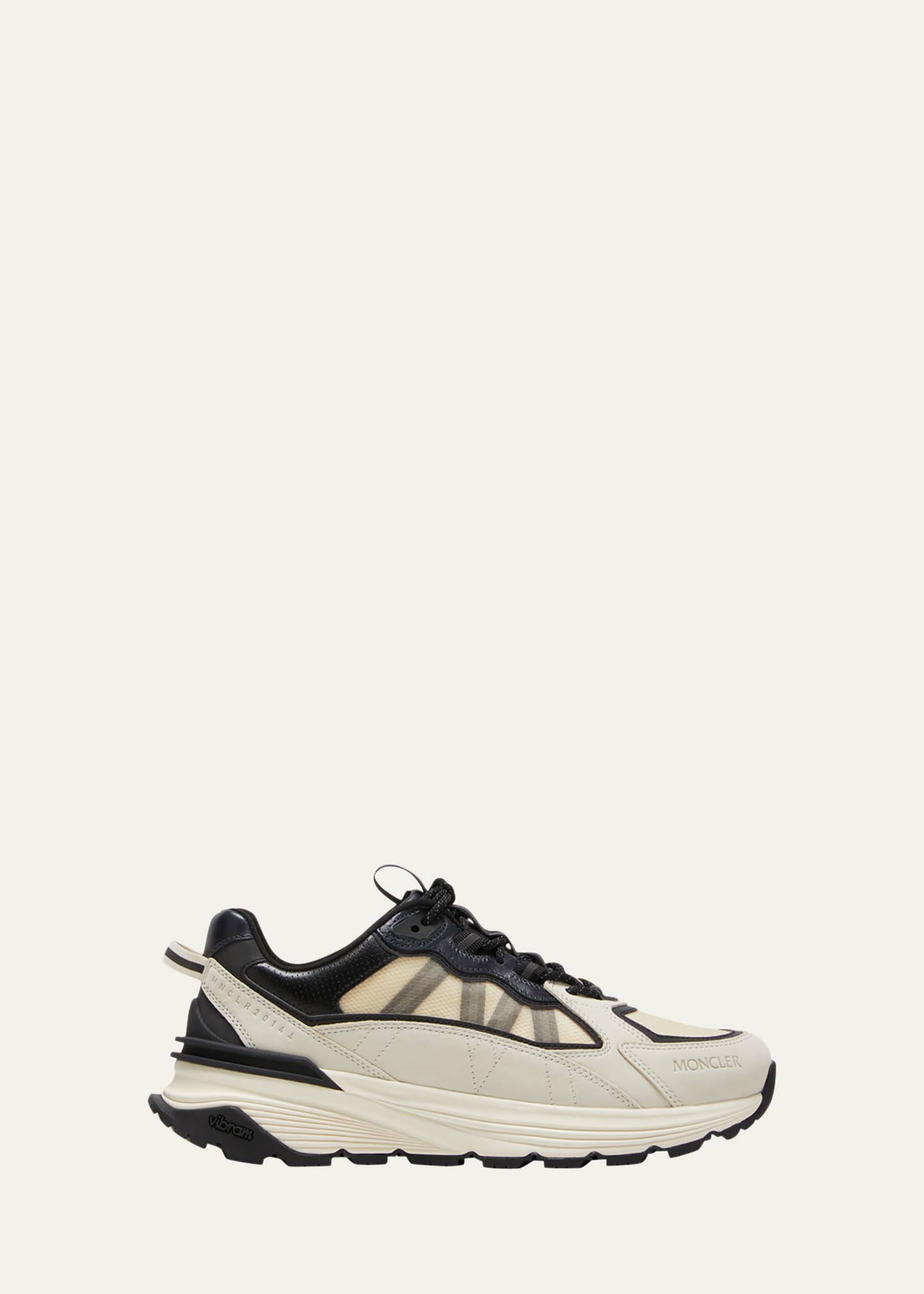 Moncler Lite Runner Leather-trimmed Sneakers In Black