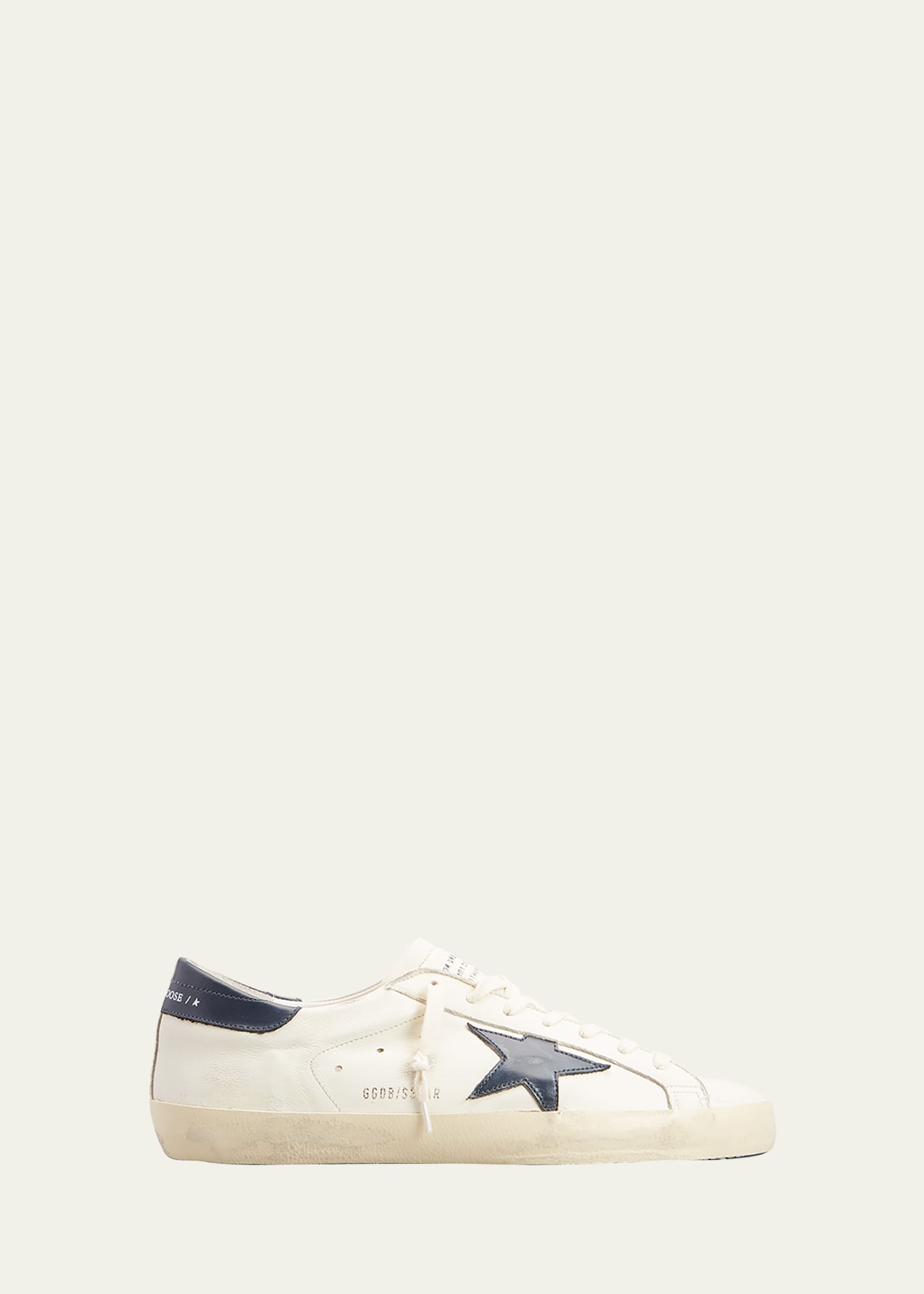 Golden Goose Super-star Nappa Upper Shiny Leather Star And Heel In Beige/night Blue