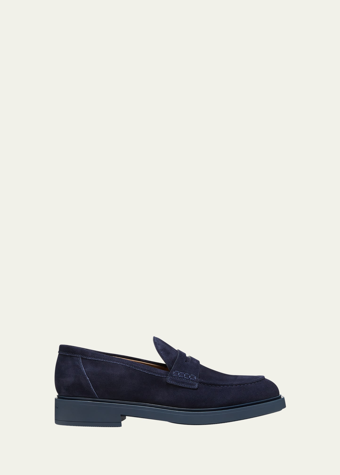 Gianvito Rossi Men's Harris Suede Penny Loafers In Denim