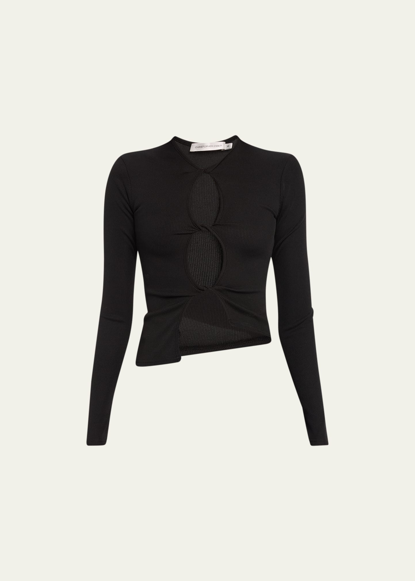 Shop Christopher Esber Twisted Cutout Long-sleeve Top In Black