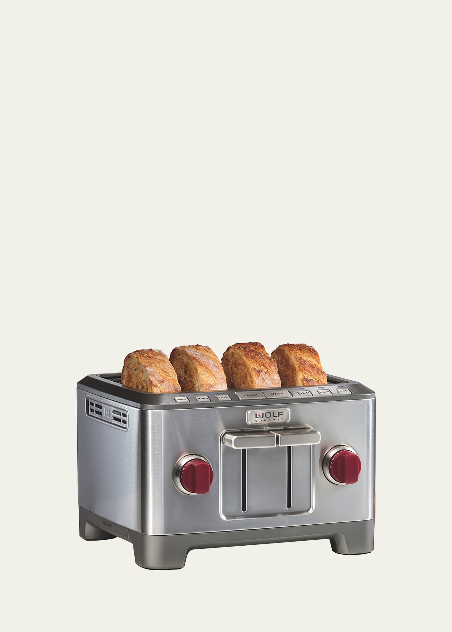 Shop Wolf Gourmet Four-slice Toaster With Red Knob In Stainless Steel