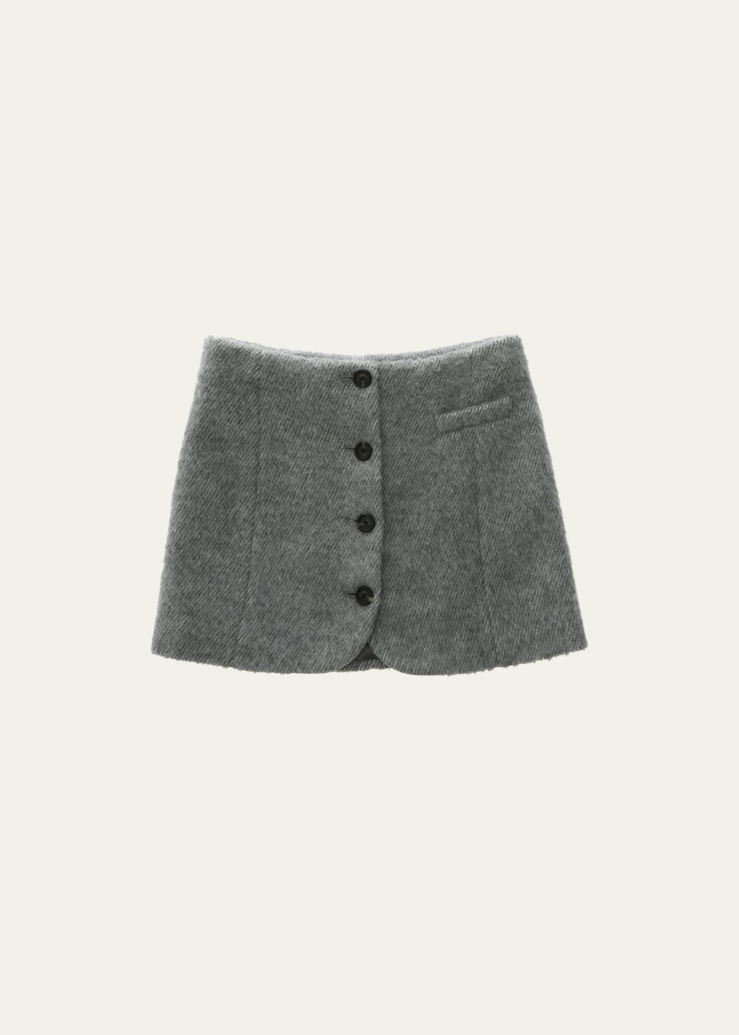 Fuzzy Button-Front Blazer Mini Skirt