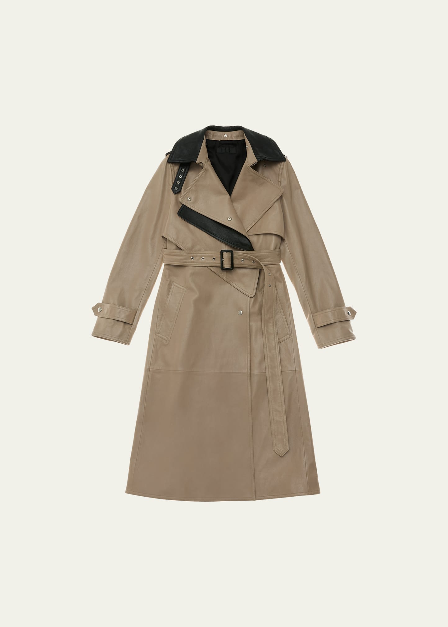 Two-Toned Leather Trench Coat