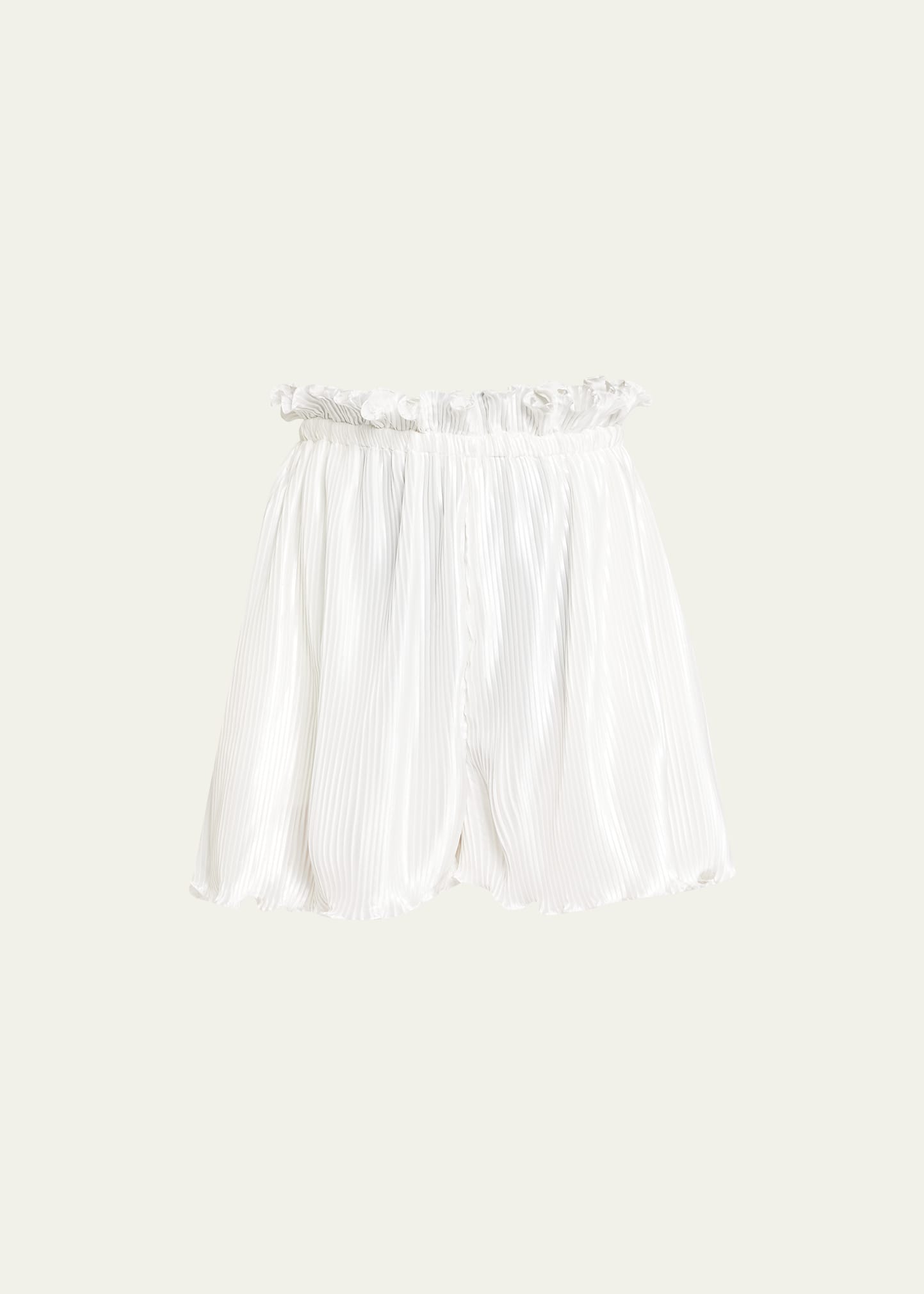 High-Waisted Paperbag Plisse Shorts