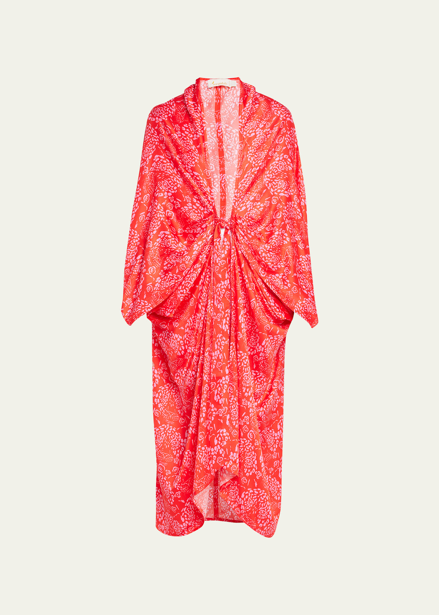 Draped Satin Maxi Kimono